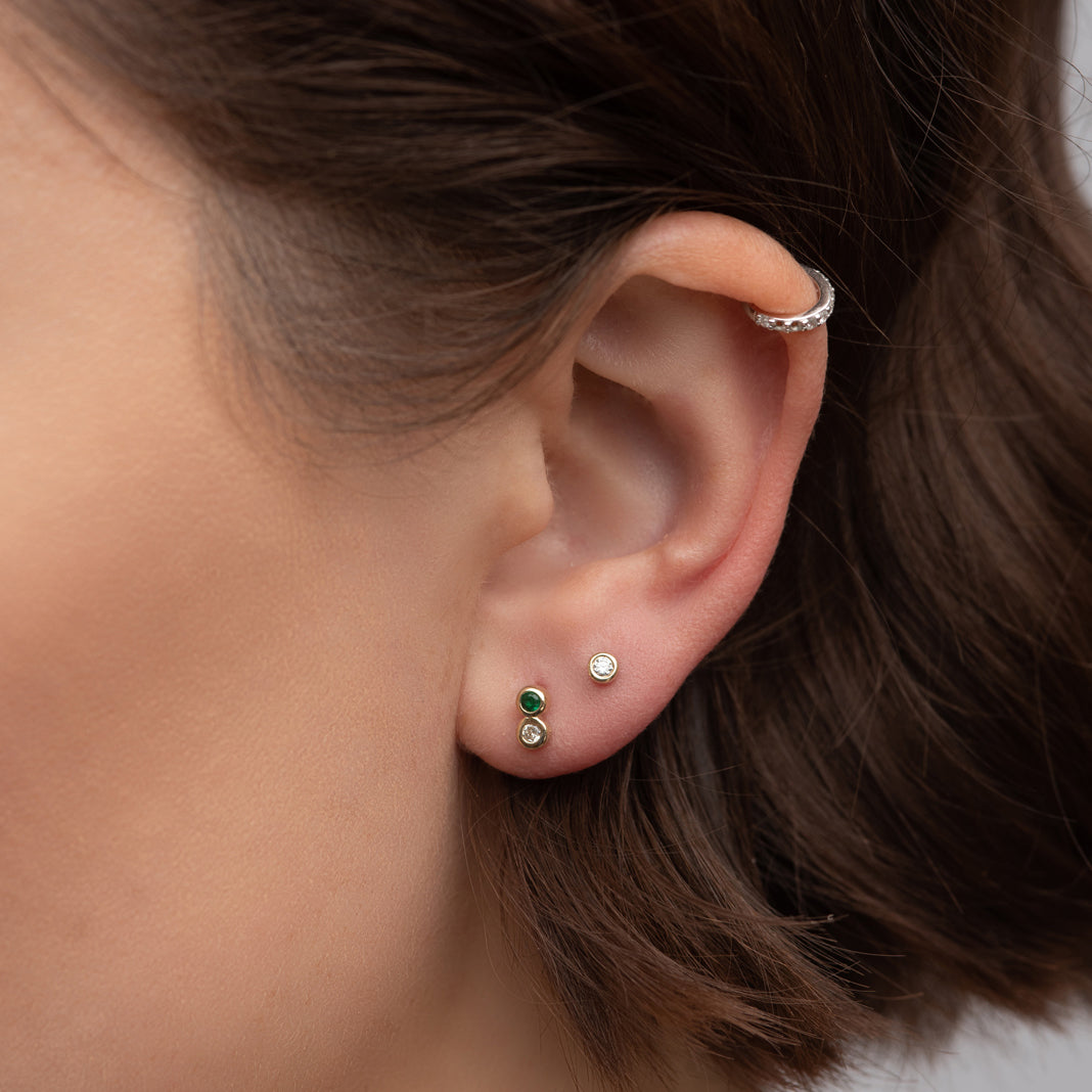 Emerald and Diamond Duo Stud Earrings - Rachel Reid