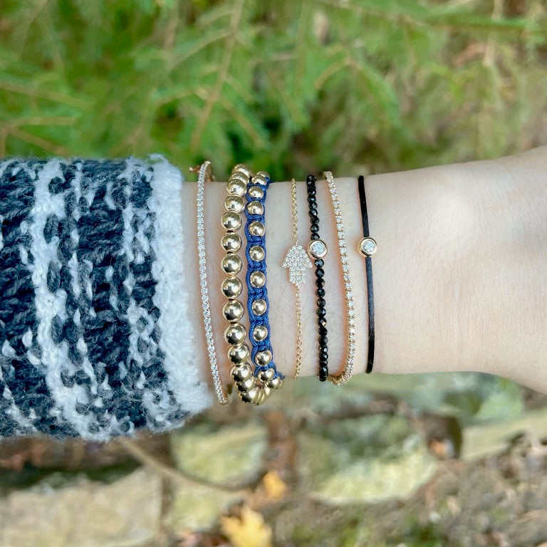 Diamond and Black String Bracelet Rachel Reid