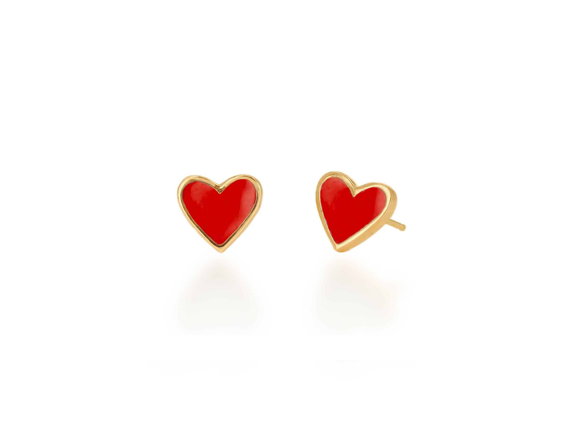 Mini Enamel Heart Stud Earrings