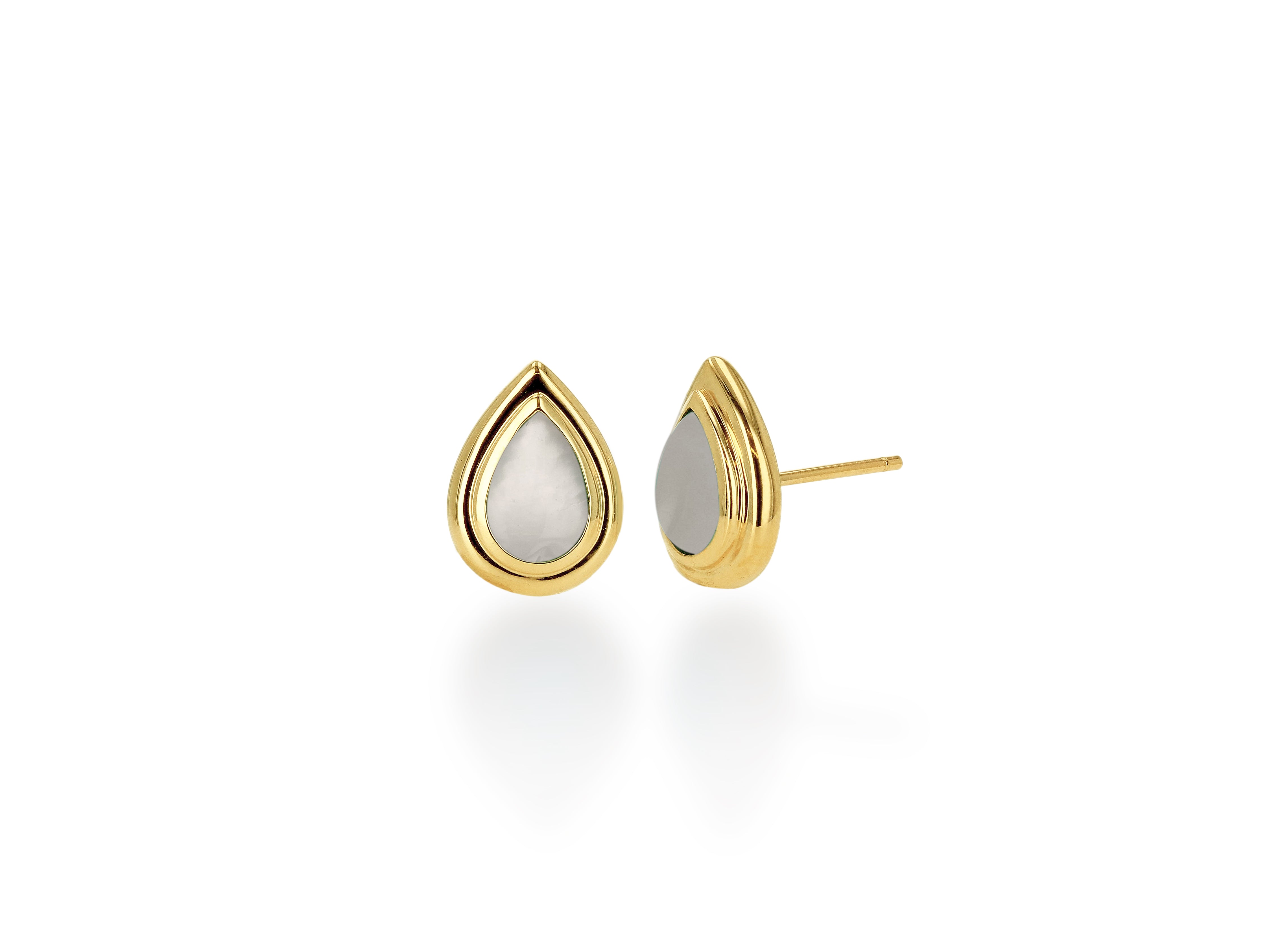 Teardrop Double Bezel Stud Earrings