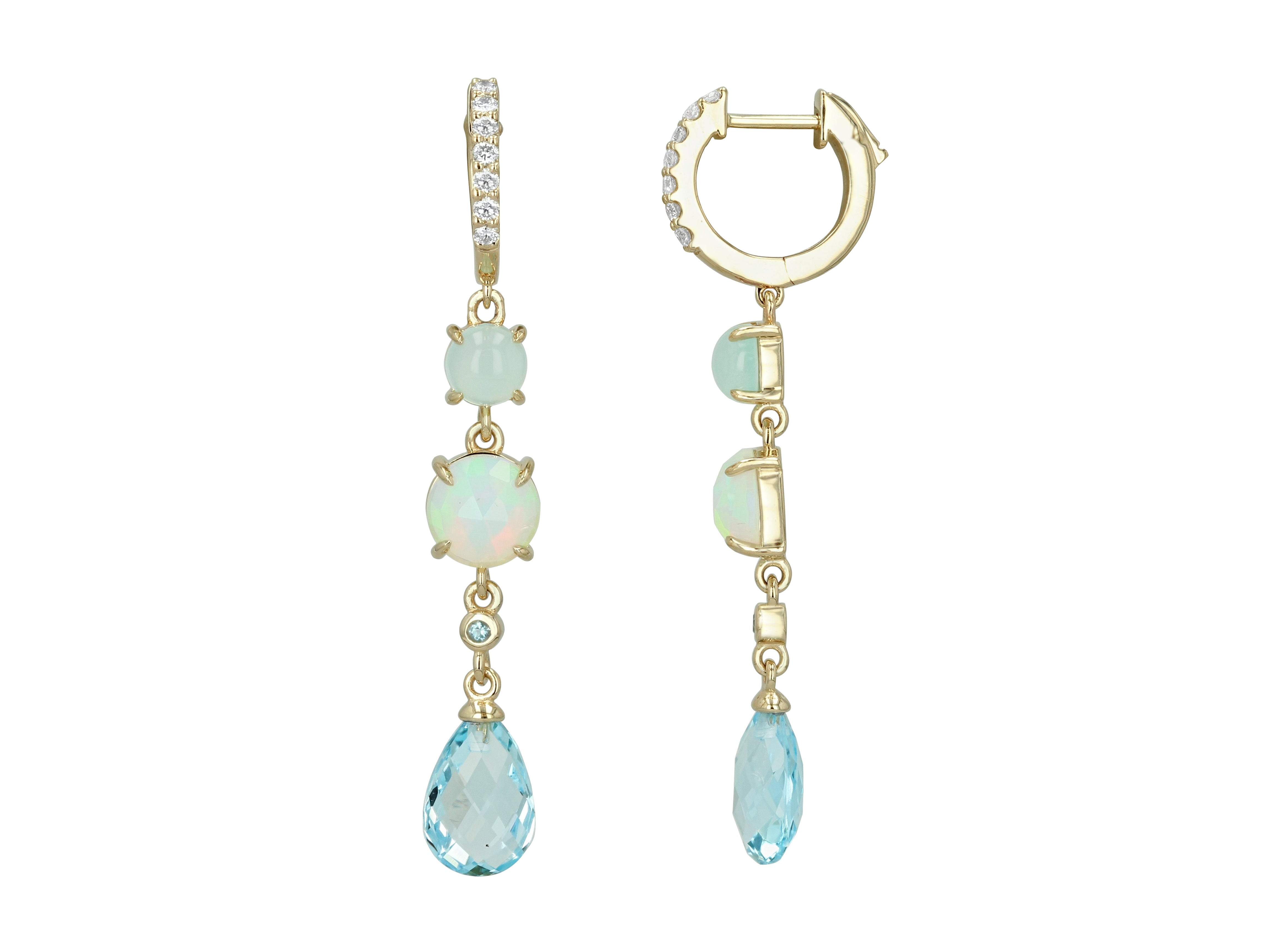 Diamond and Gemstone Earrings on a Huggie Hoop