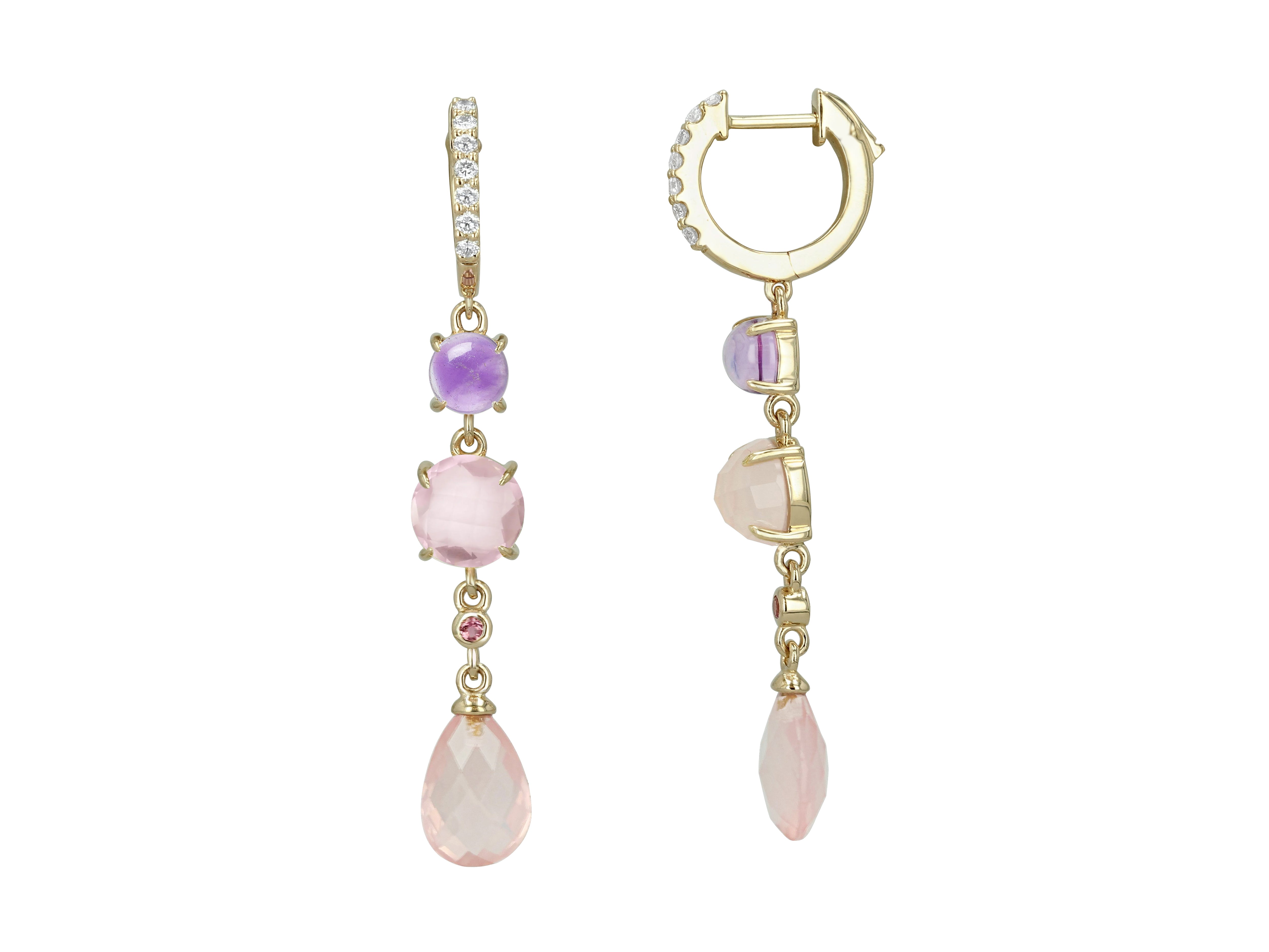 Diamond and Gemstone Earrings on a Huggie Hoop