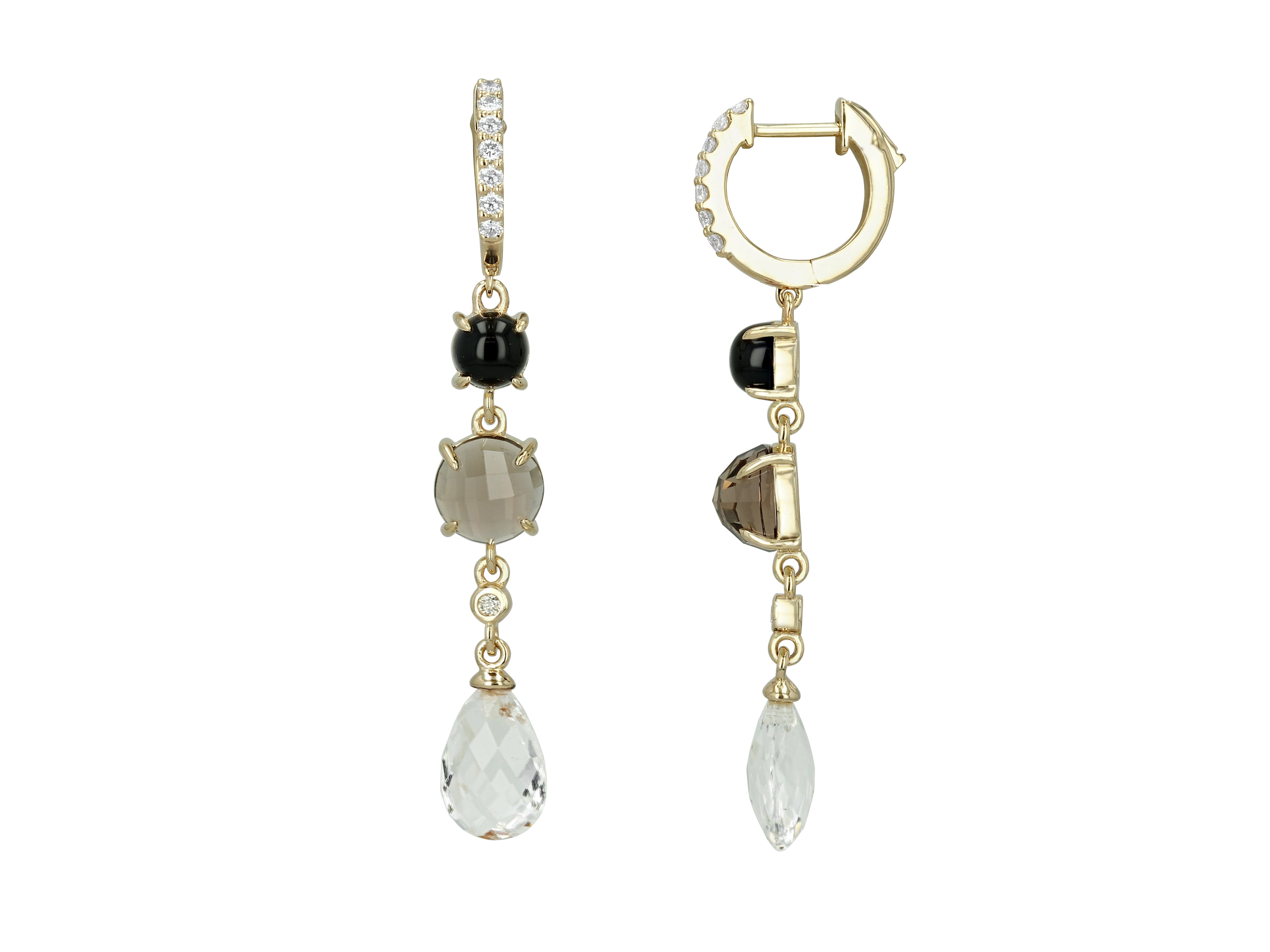 Diamond and Gemstone Earrings on a Huggie Hoop