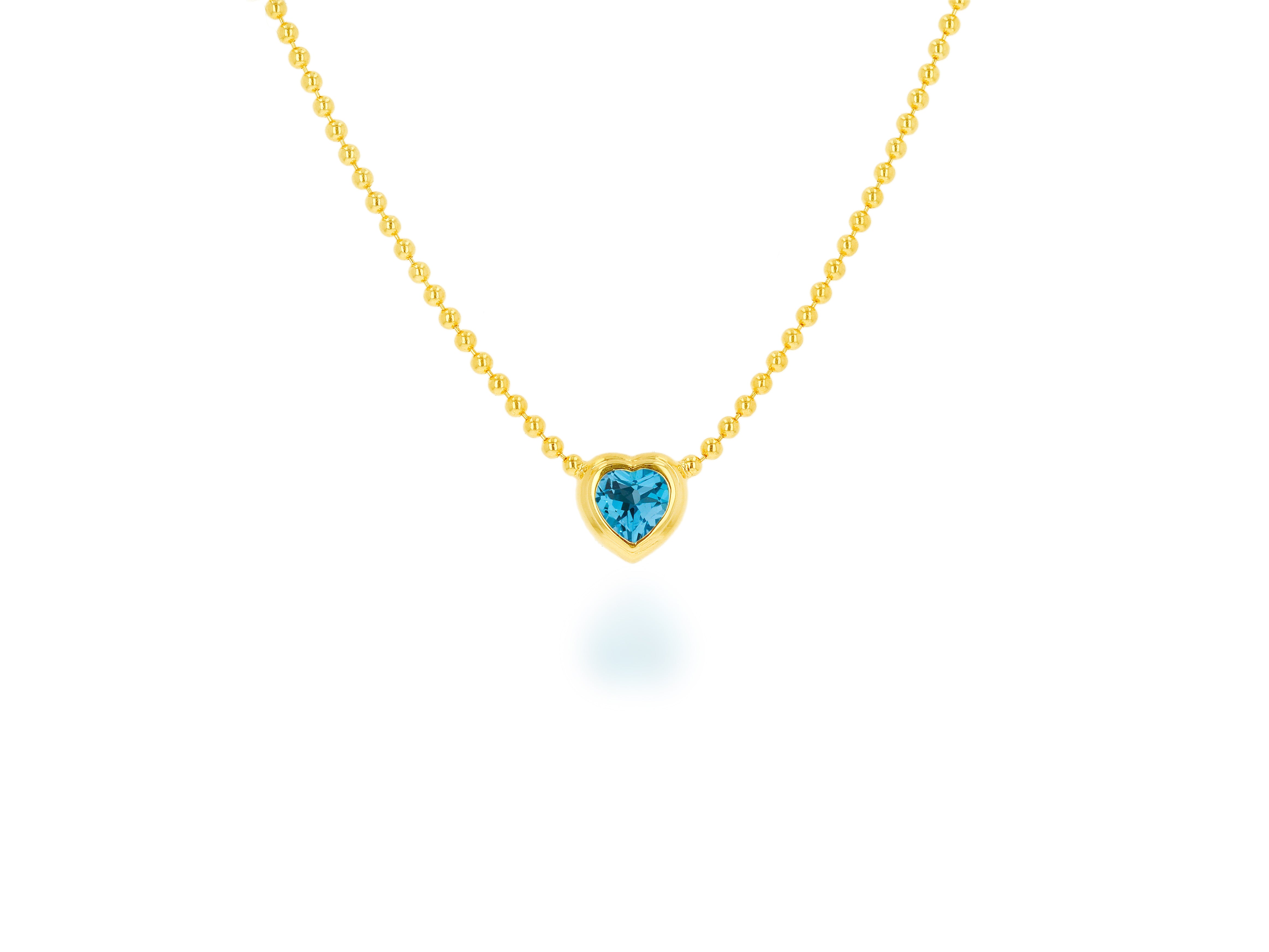 Heart Double Bezel Bead Chain Necklace