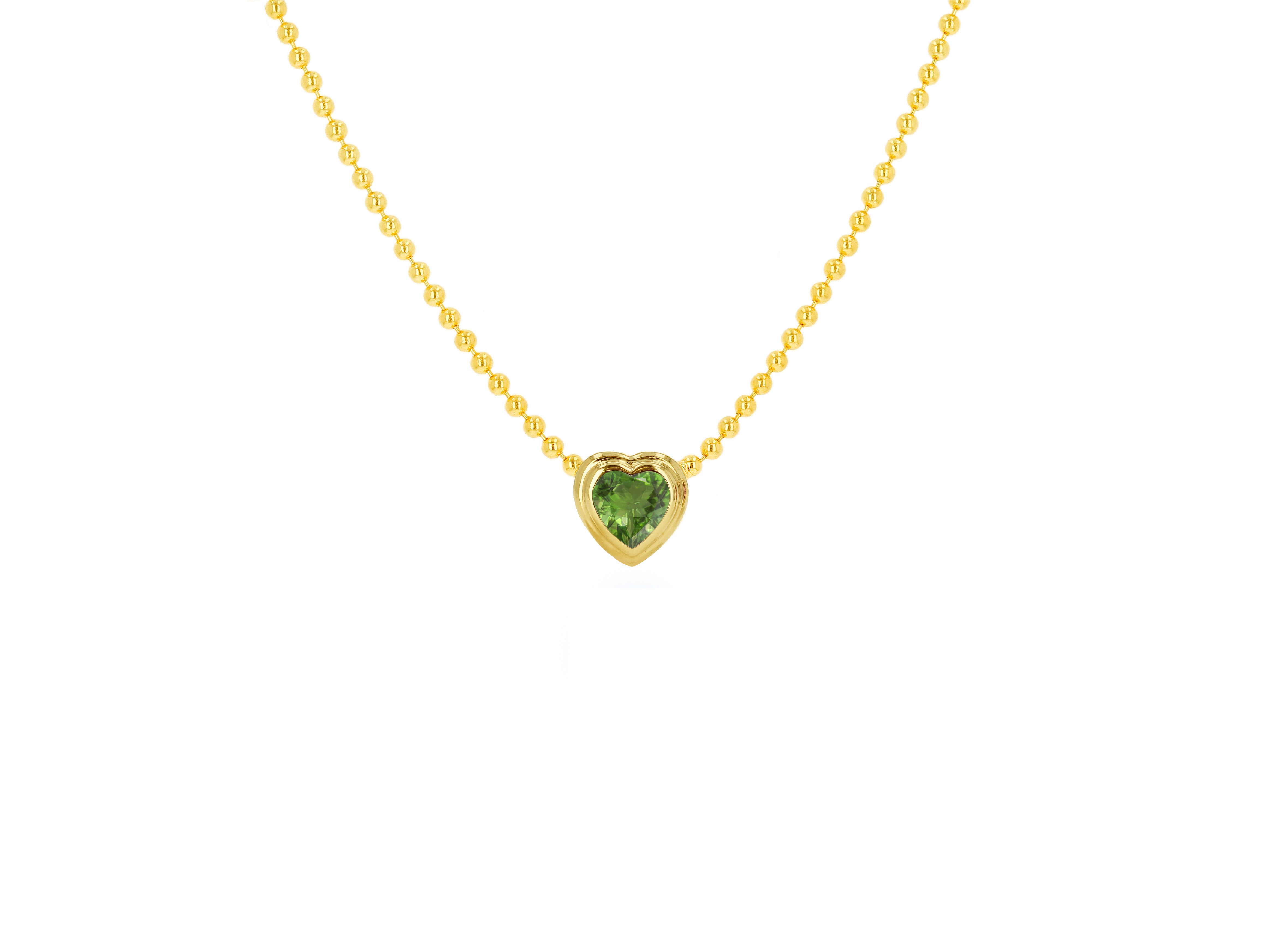 Heart Double Bezel Bead Chain Necklace