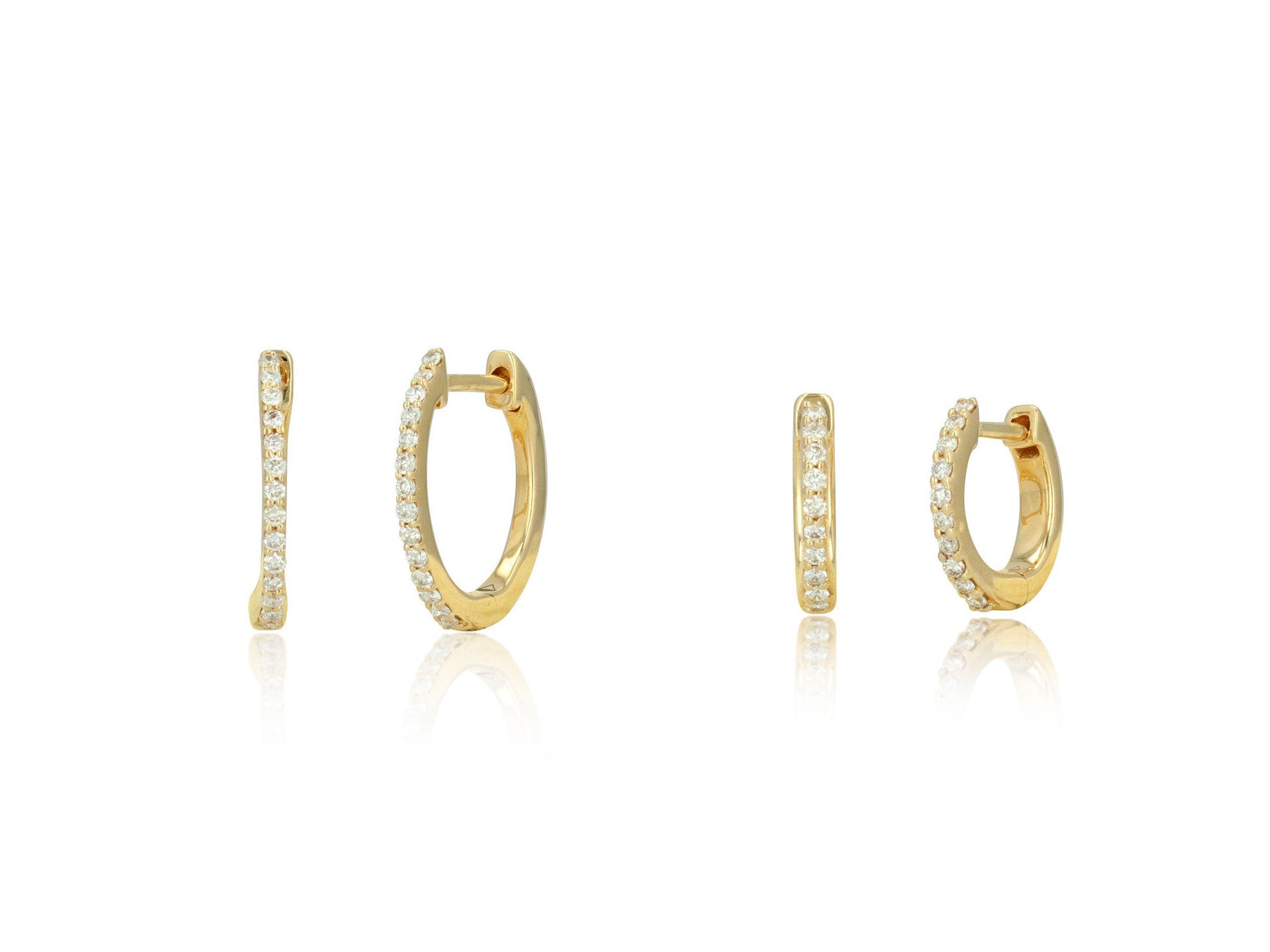 Set of Pave Diamond Huggie Earrings