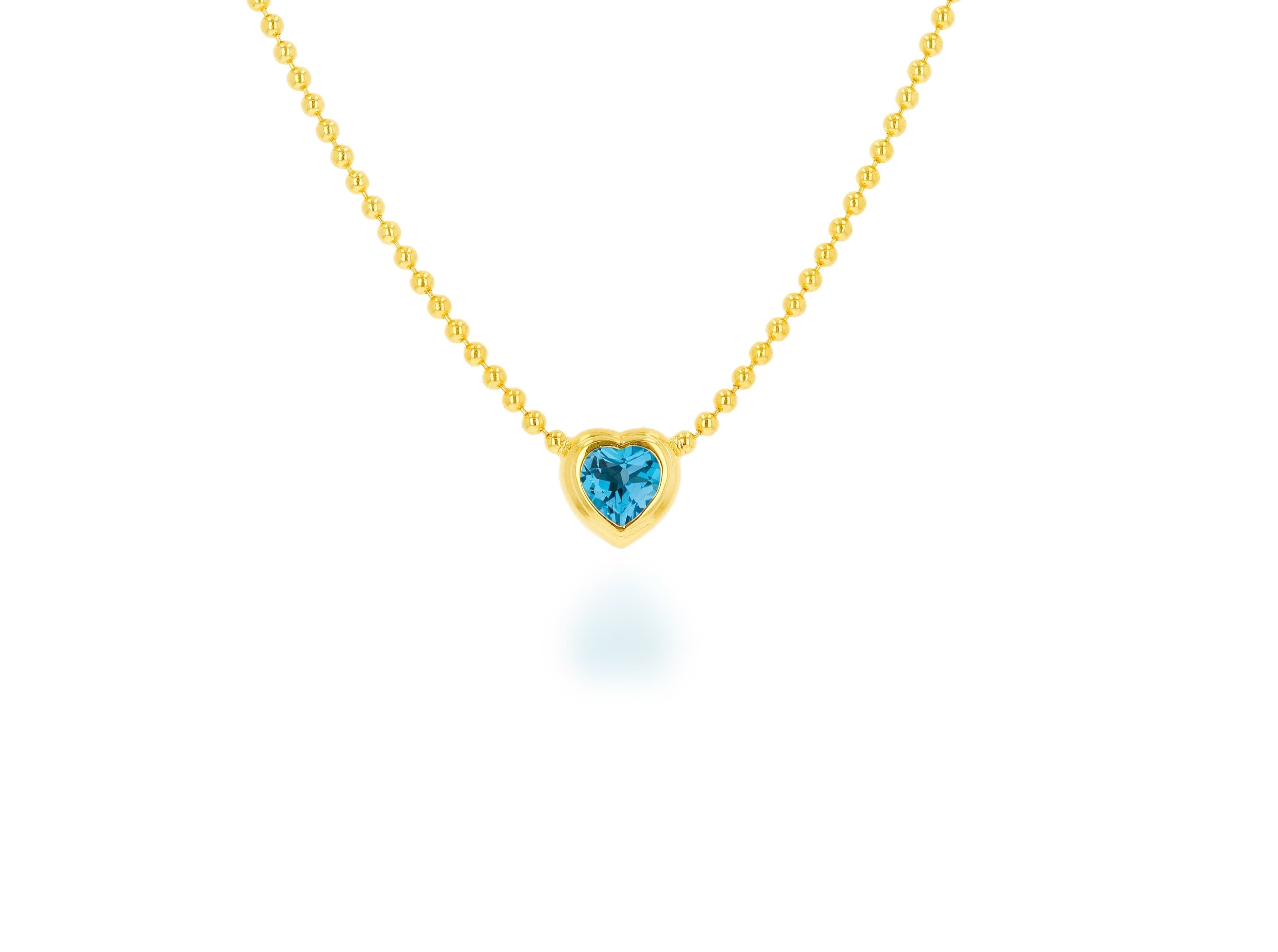 Heart Double Bezel Bead Chain Necklace