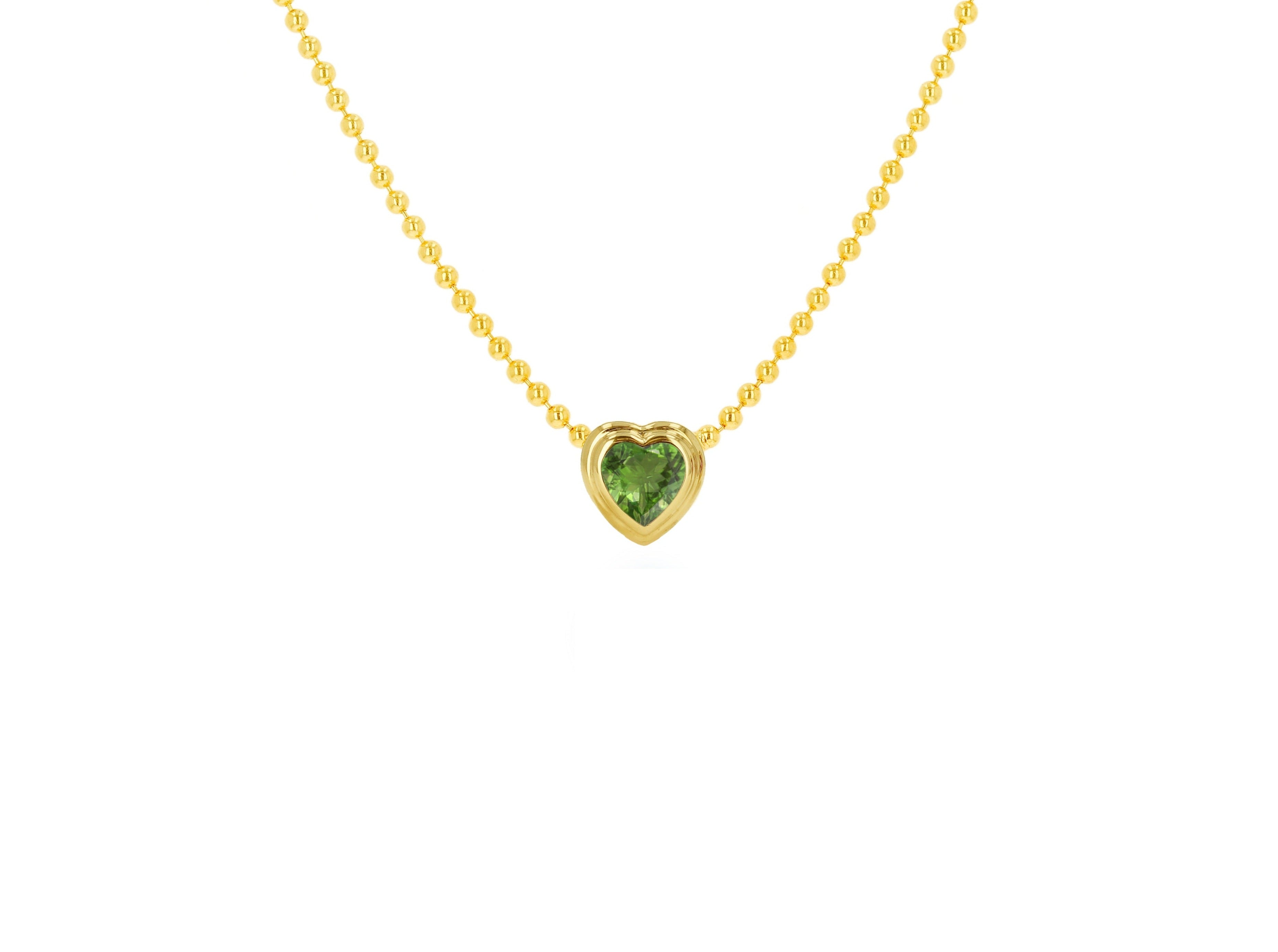 Heart Double Bezel Bead Chain Necklace