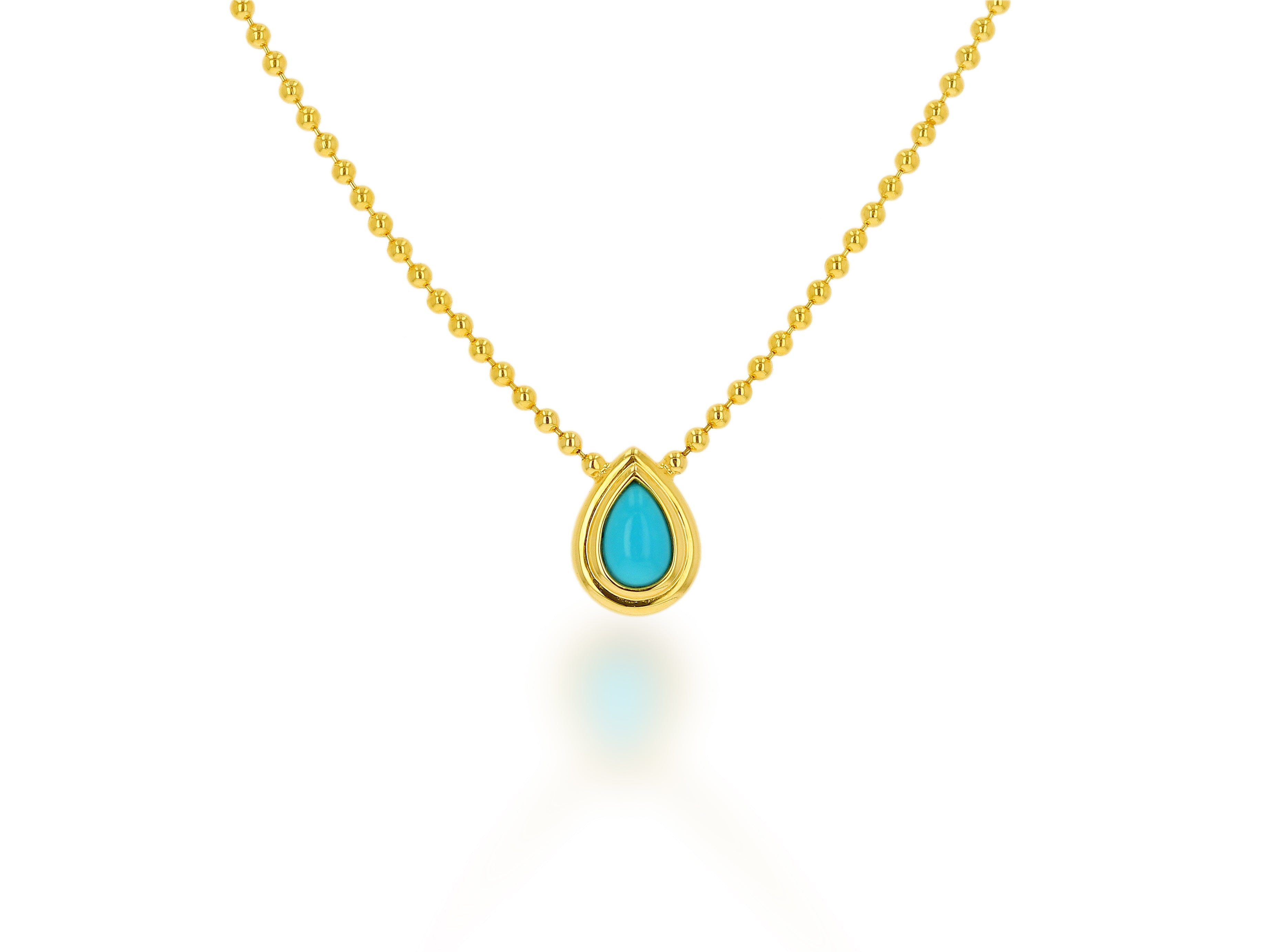 Teardrop Double Bezel Bead Chain Necklace