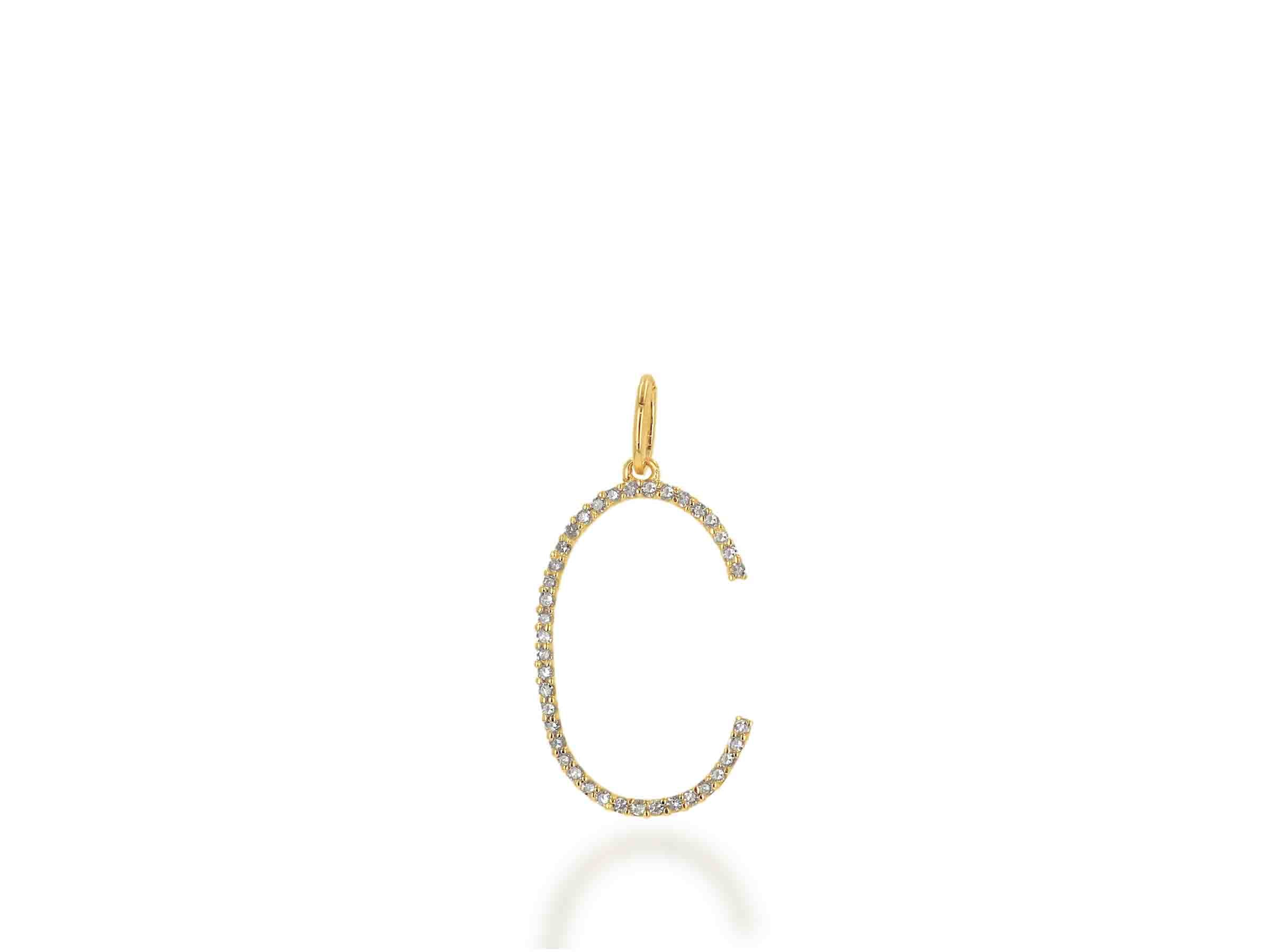 Oversized Diamond Letter Charm Without Chain