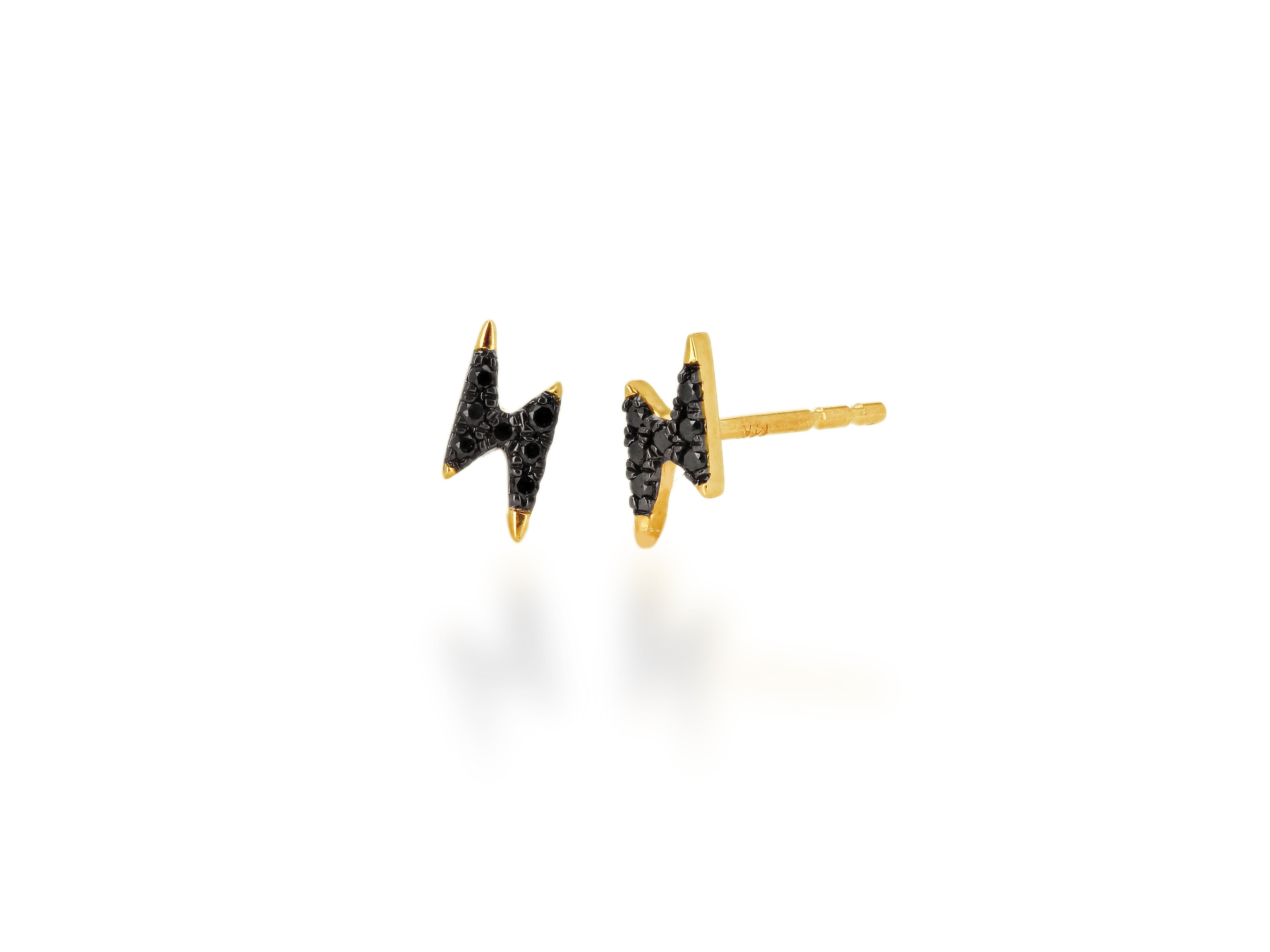 Mini Diamond Lightning Bolt Stud Earrings