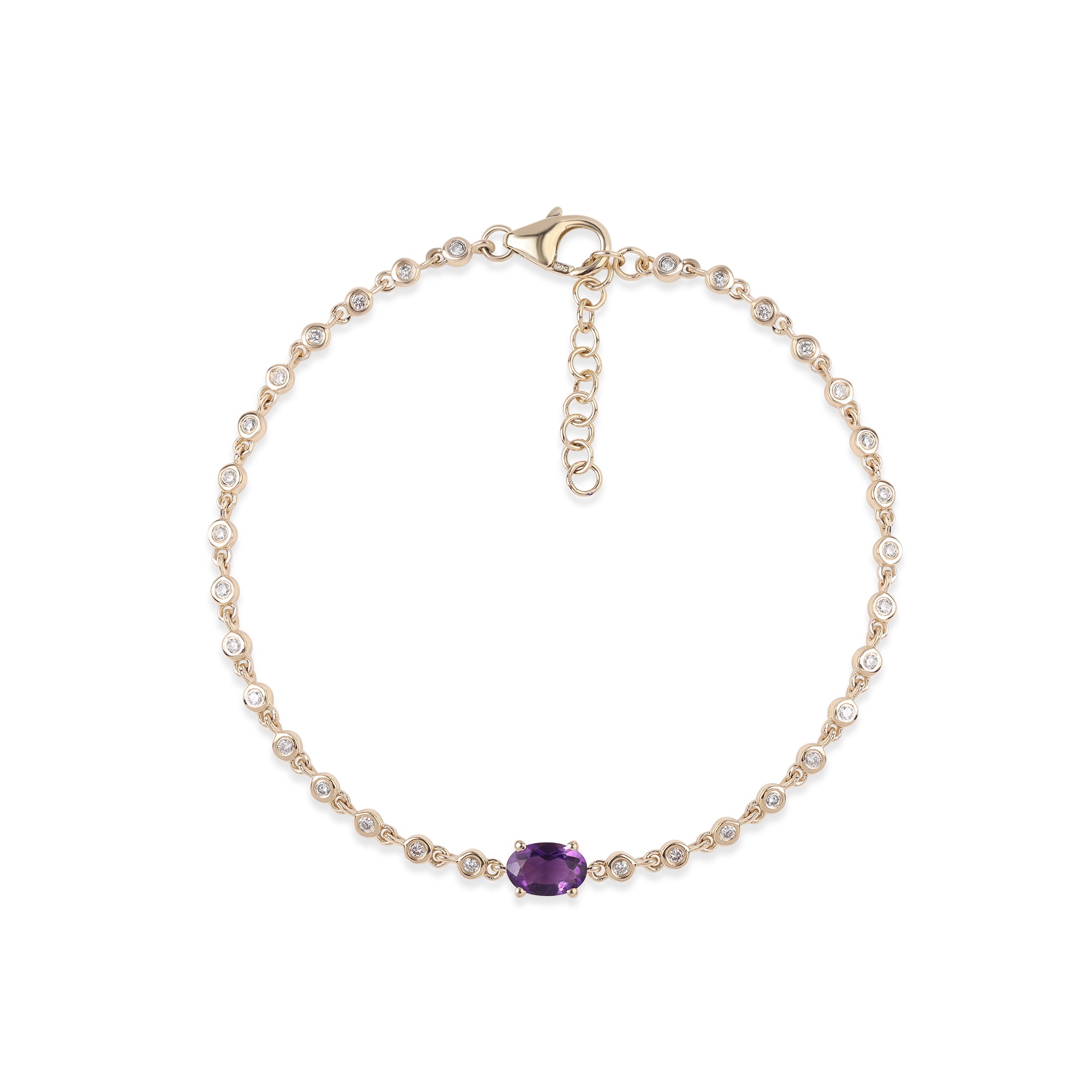 Gemstone and Mini Diamond Bezel Bracelet