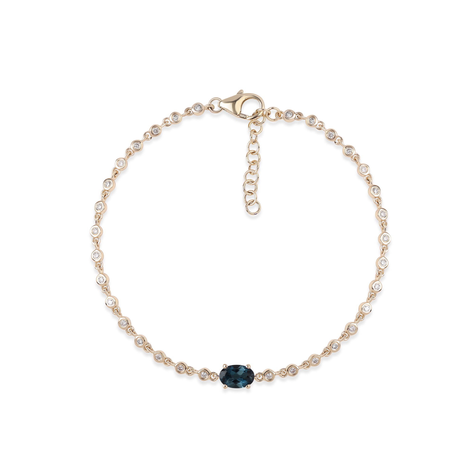 Gemstone and Mini Diamond Bezel Bracelet