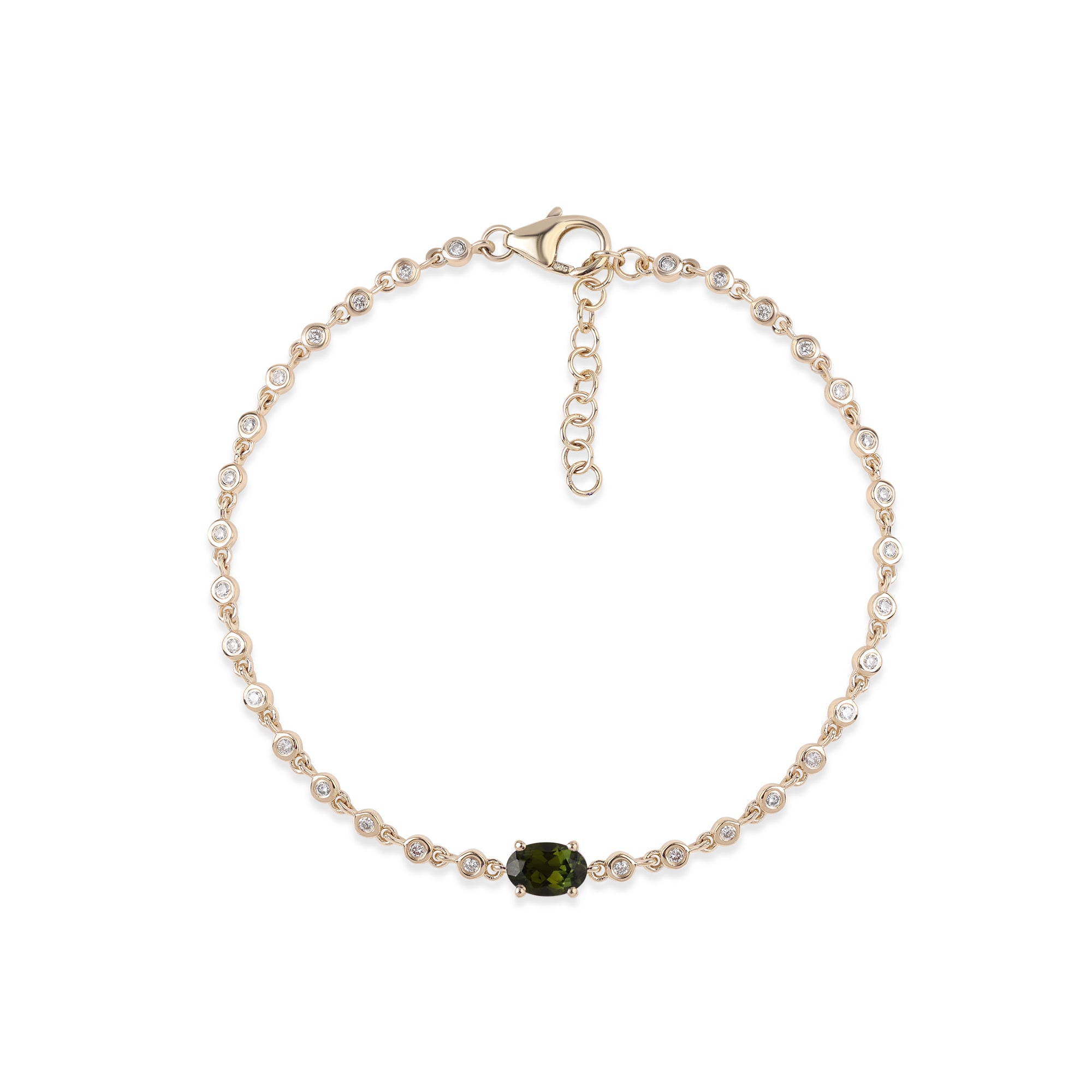 Gemstone and Mini Diamond Bezel Bracelet