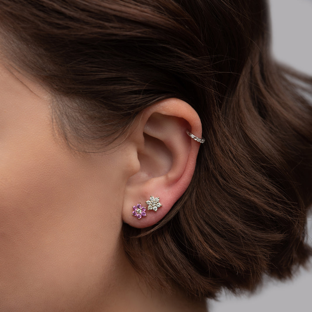 Diamond Cluster Flower Stud Earrings - Rachel Reid