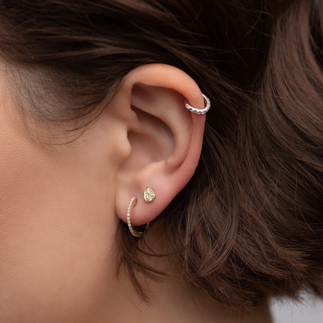 Pear Shape Pave Diamond Stud Earrings - Rachel Reid