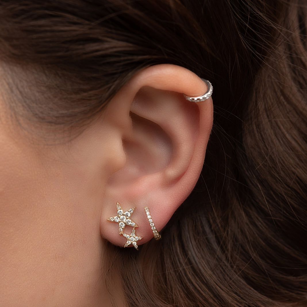 Diamond Double Star Earring - Rachel Reid