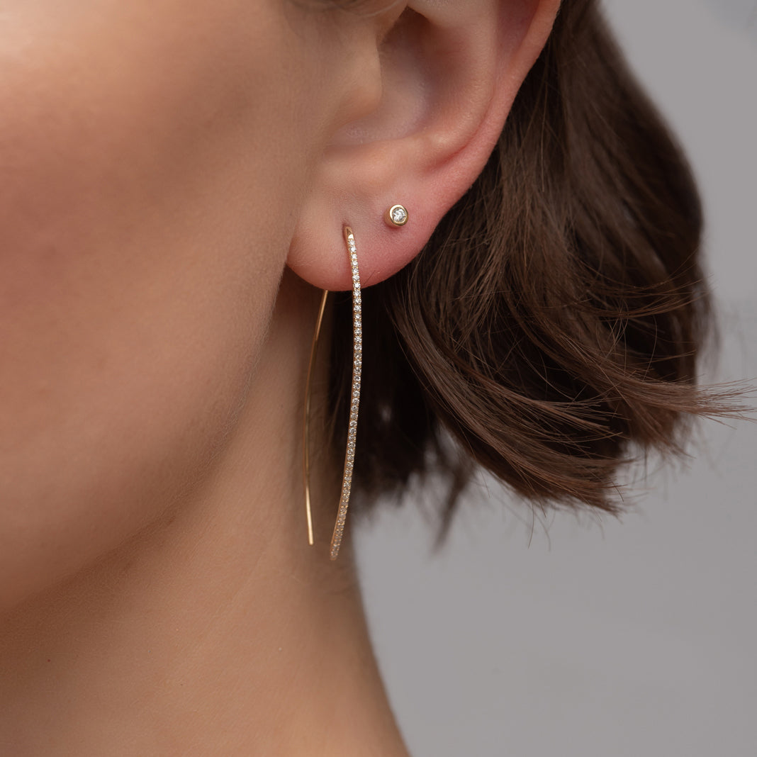 Pave Diamond Wire Earrings - Rachel Reid