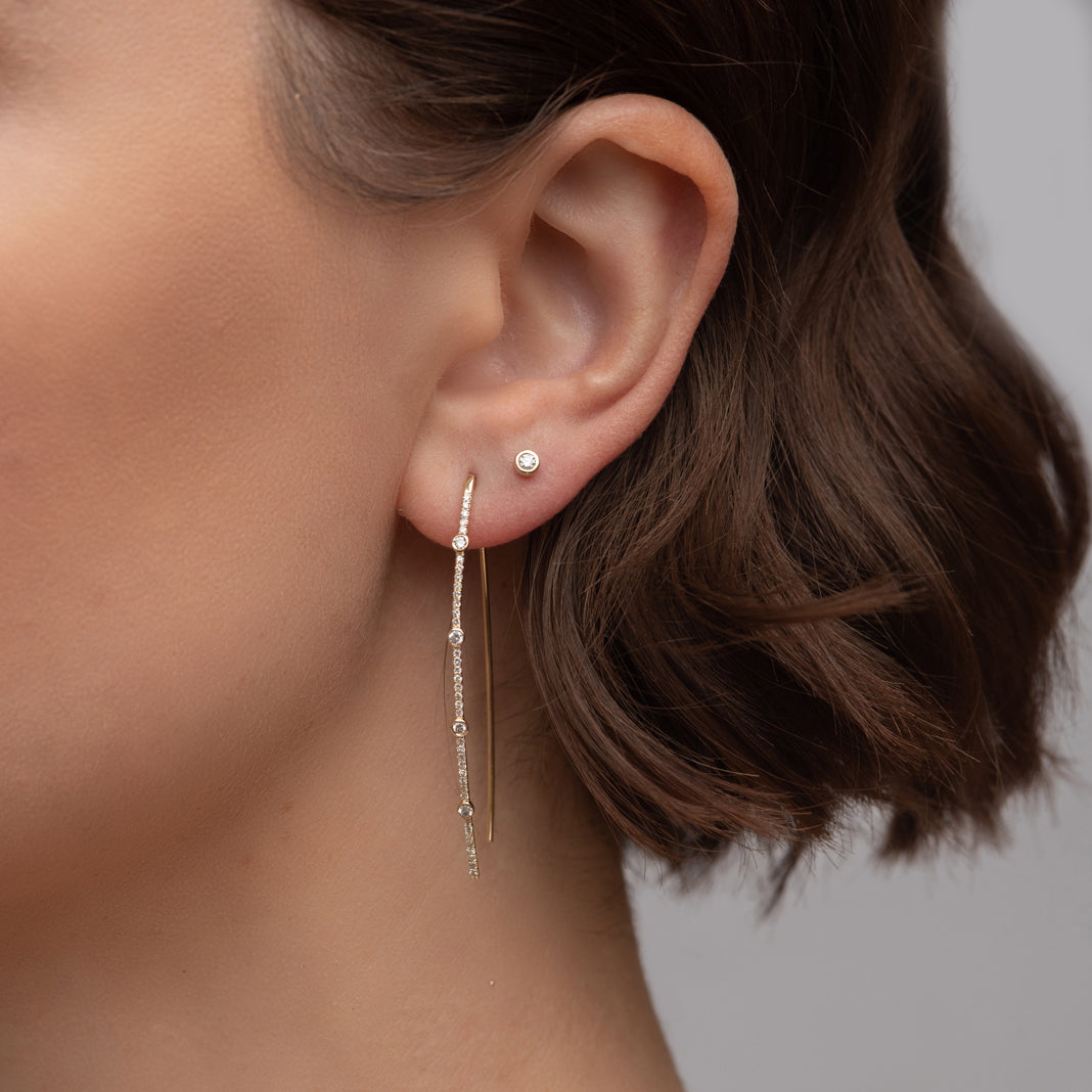 Mixed Diamond Wire Earrings - Rachel Reid