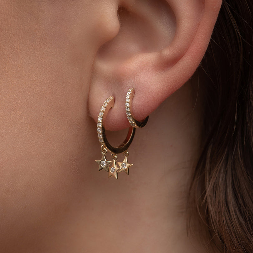 Single Mini Pave Diamond Huggie Earring - Rachel Reid