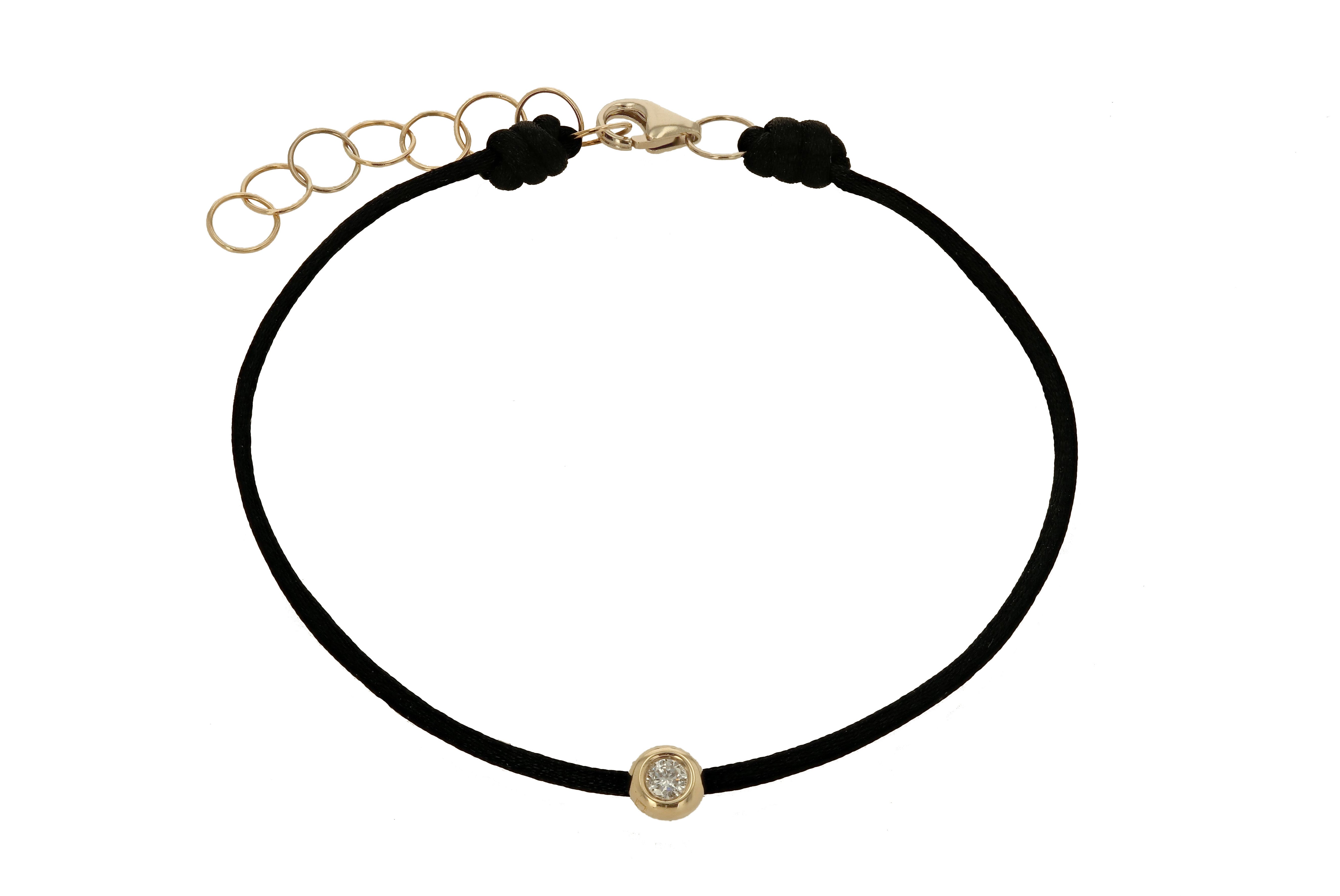 Diamond and Black String Bracelet - Rachel Reid