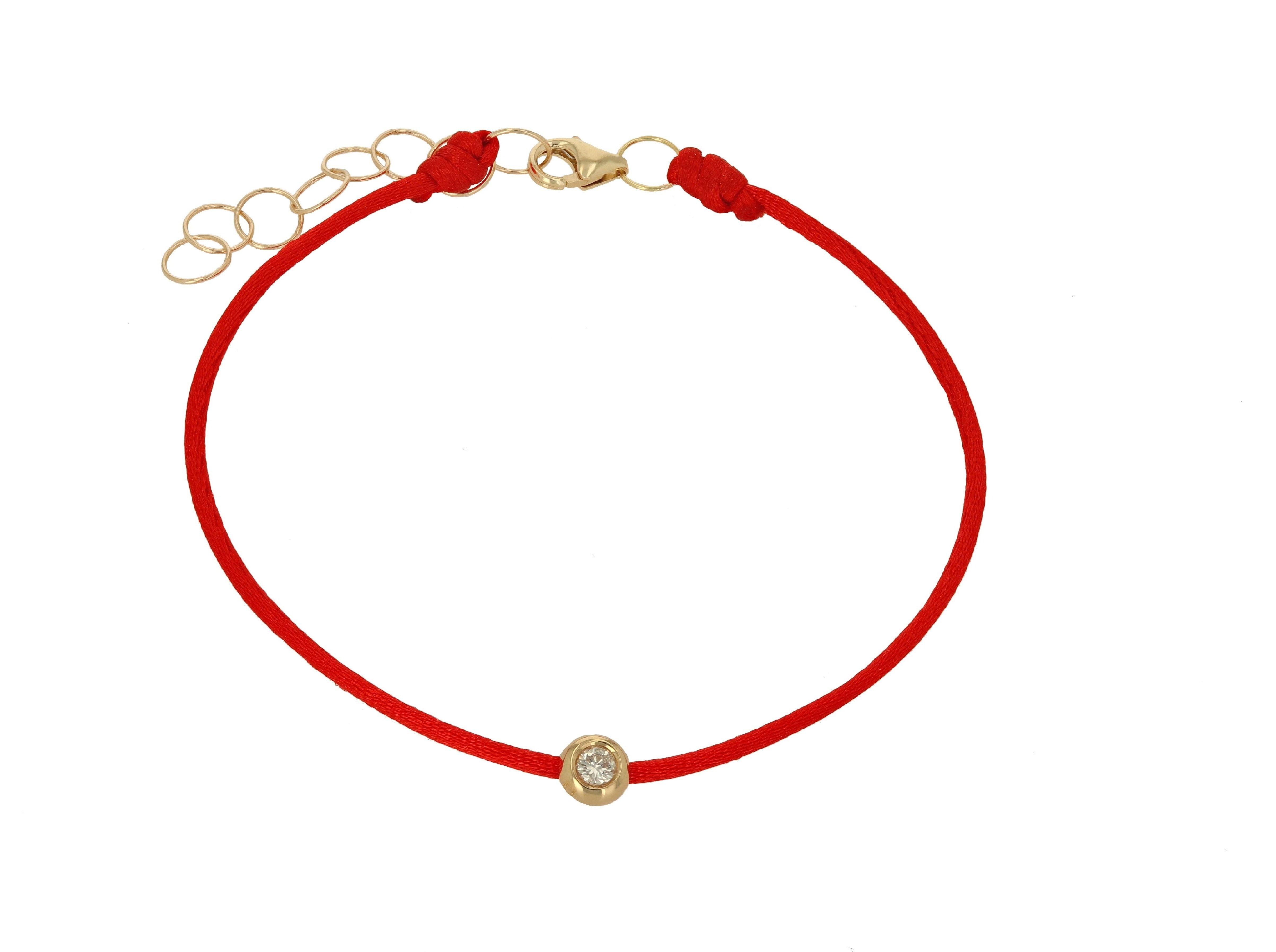 Red String Bracelet with Diamond Encrusted Kiss – Paola Pacheco Jewelry