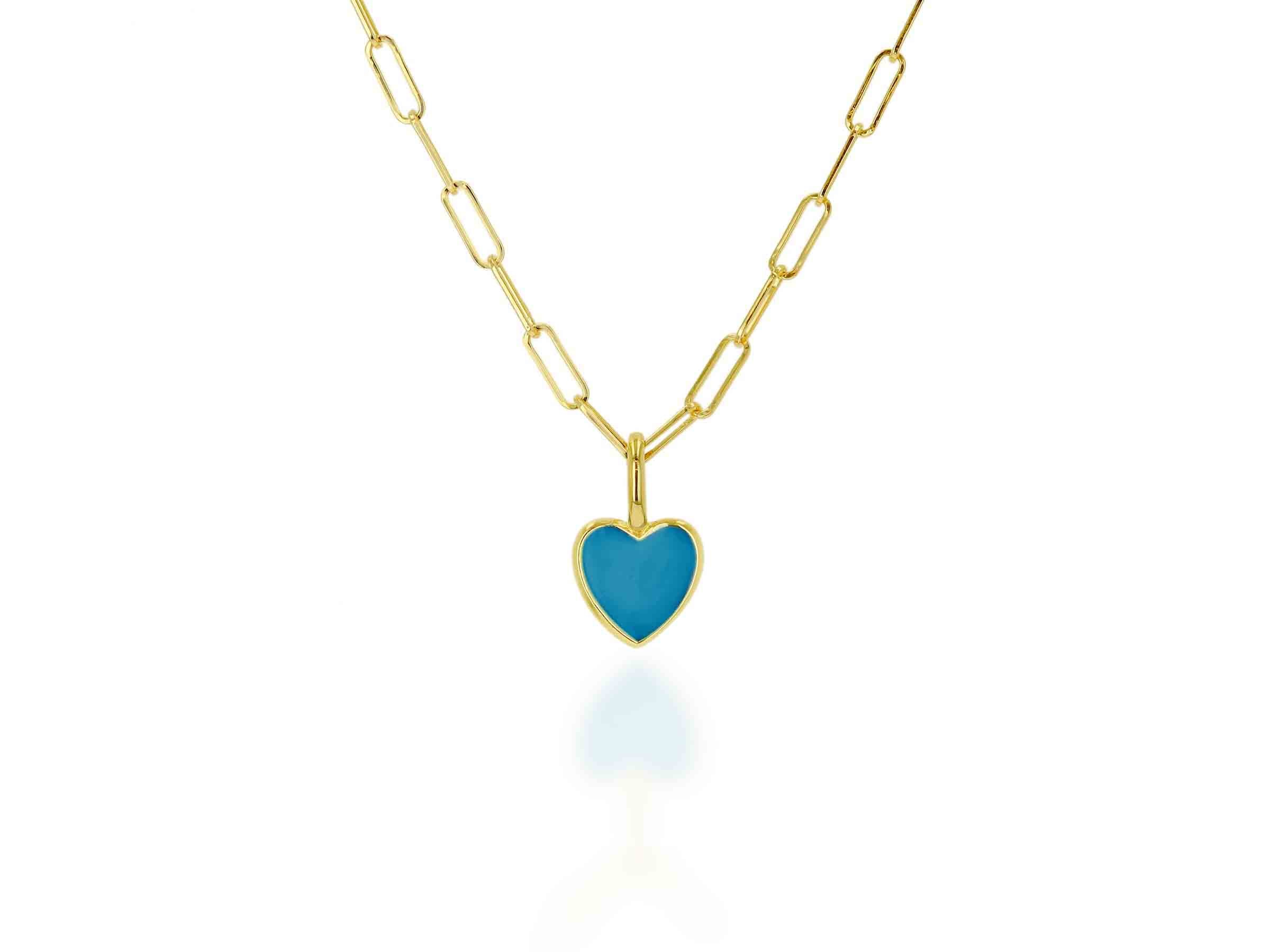 Mini Turquoise Enamel Heart Charm - Rachel Reid