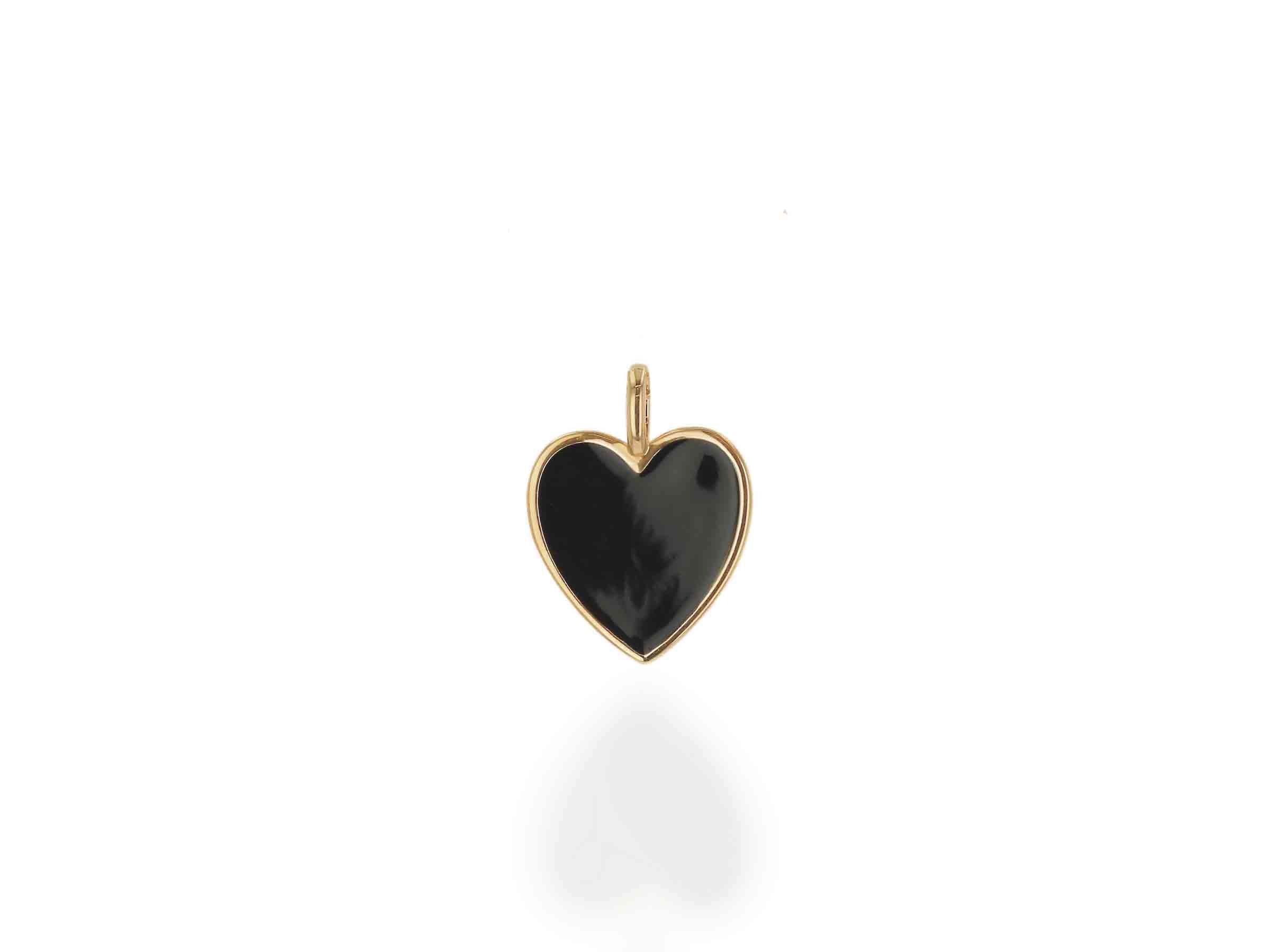 Oversized Black Enamel Heart Charm - Rachel Reid