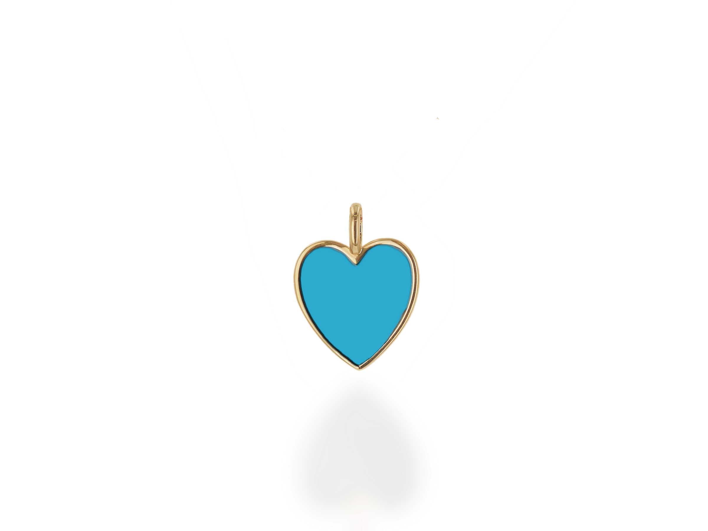 Oversized Turquoise Enamel Heart Charm