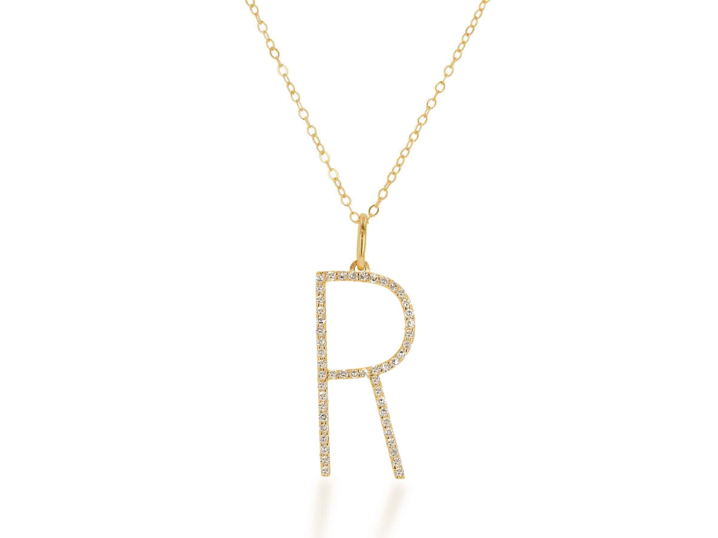 Oversized Diamond Letter Charm on Chain - Rachel Reid
