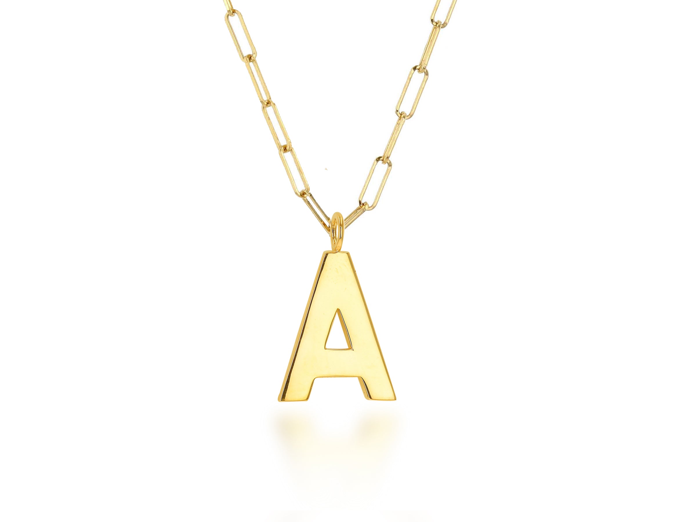 Oversized Block Letter Charm With Baby Link Chain