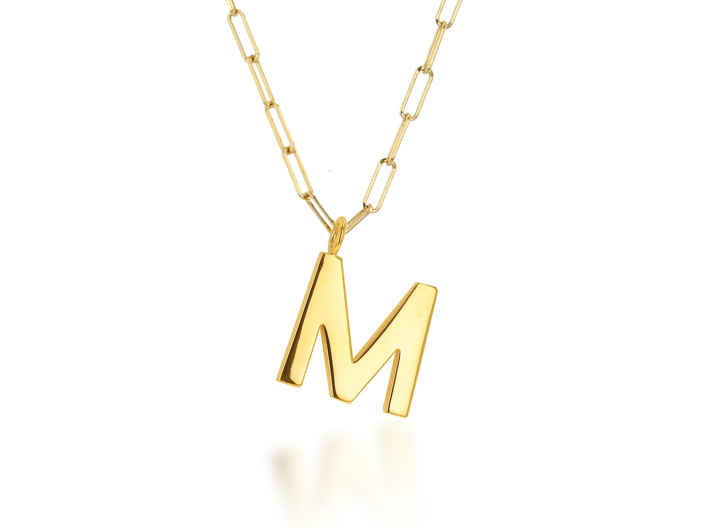 Oversized Block Letter Charm With Baby Link Chain
