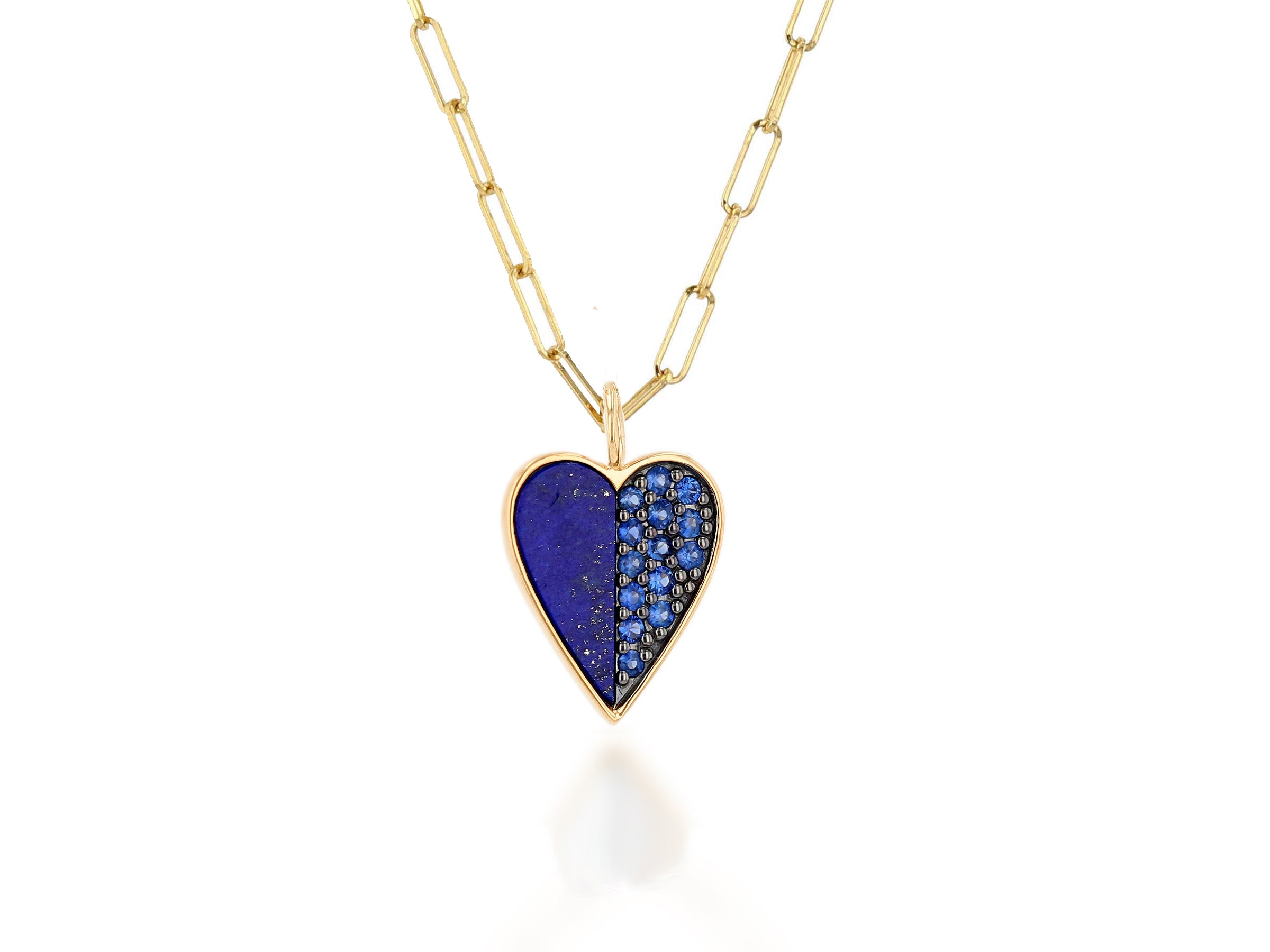 Sapphire and Lapis Heart Charm