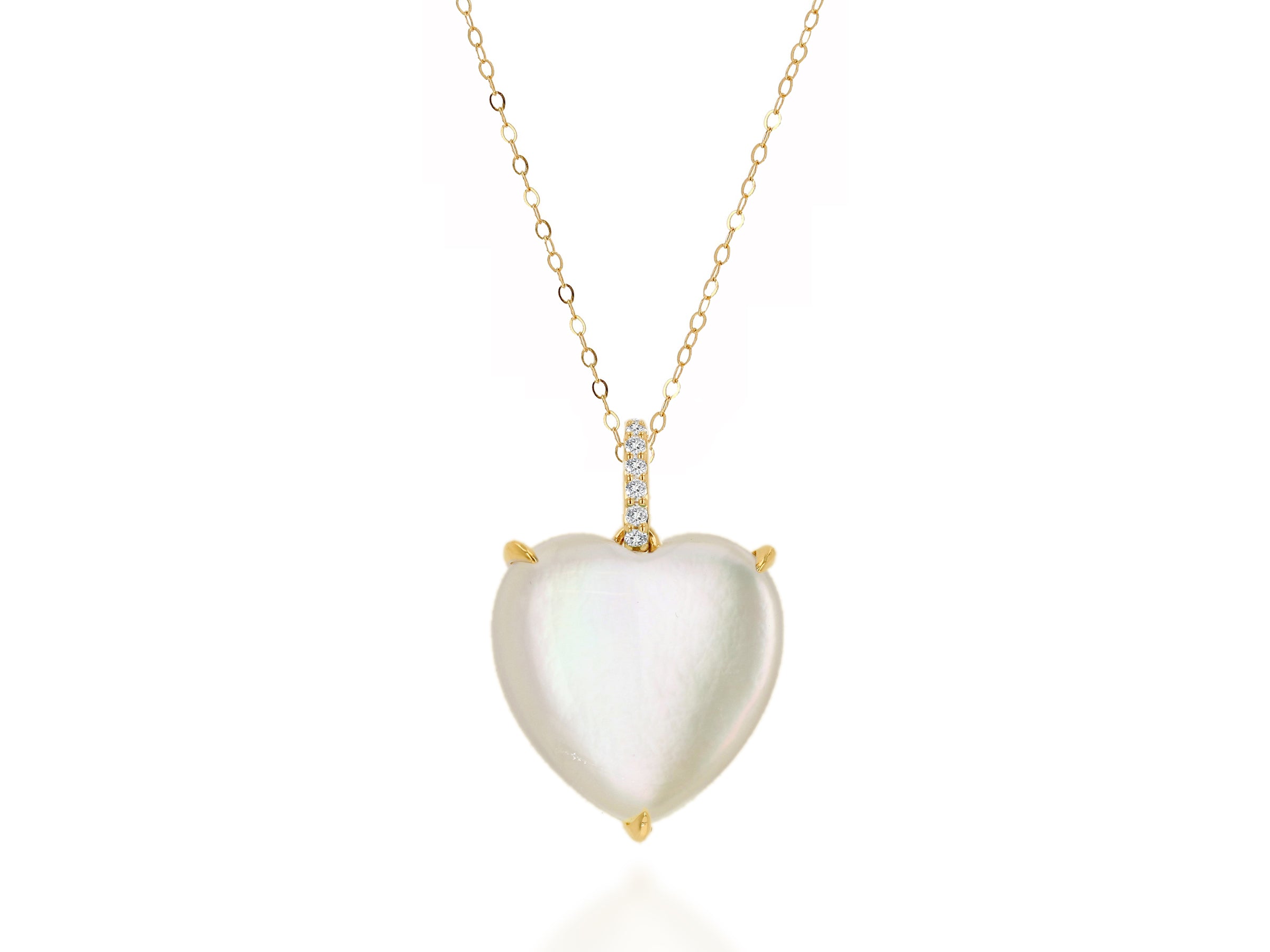 Oversized Mother of Pearl Gemstone Heart Charm