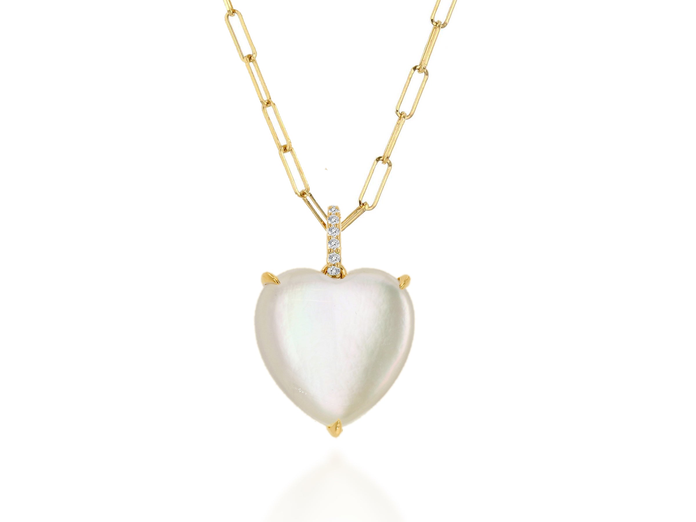 Oversized Mother of Pearl Gemstone Heart Charm