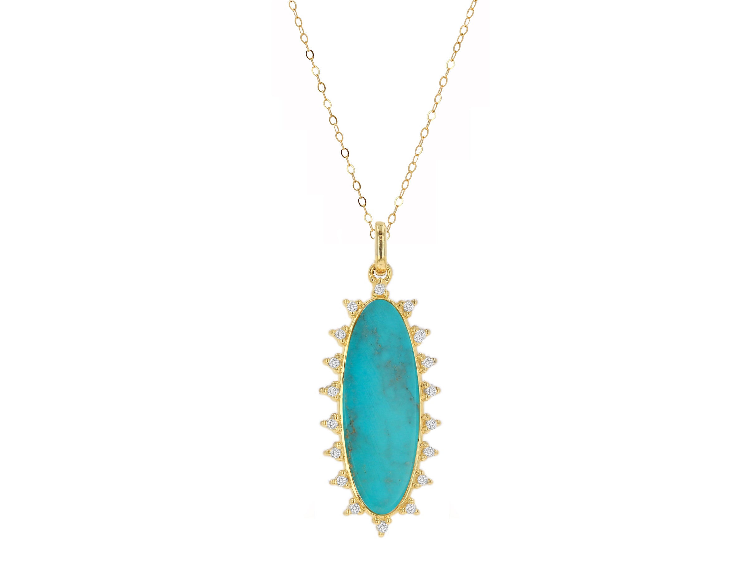 Elongated Turquoise and Diamond Charm