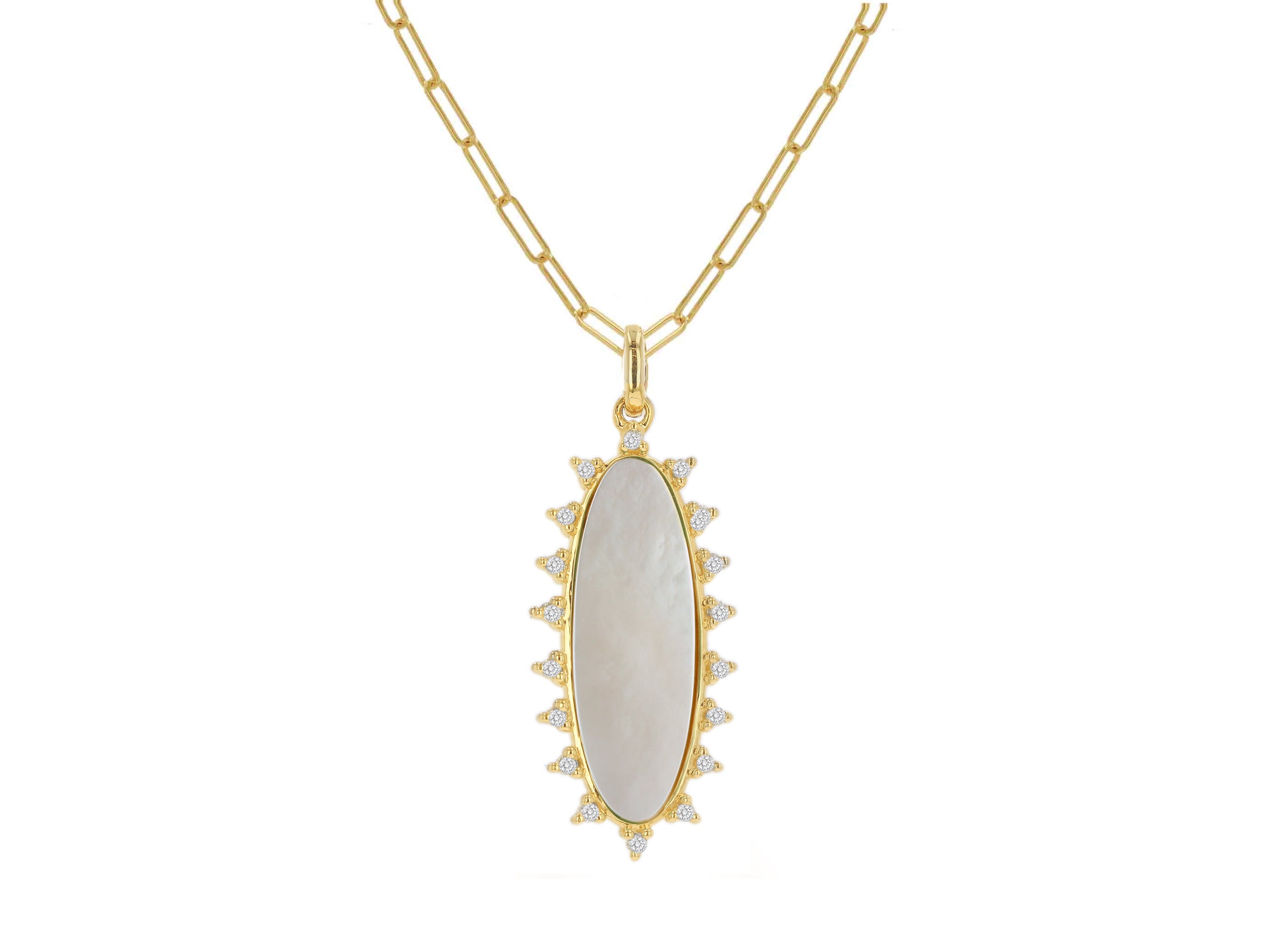 Elongated Mother of Pearl and Diamond Charm