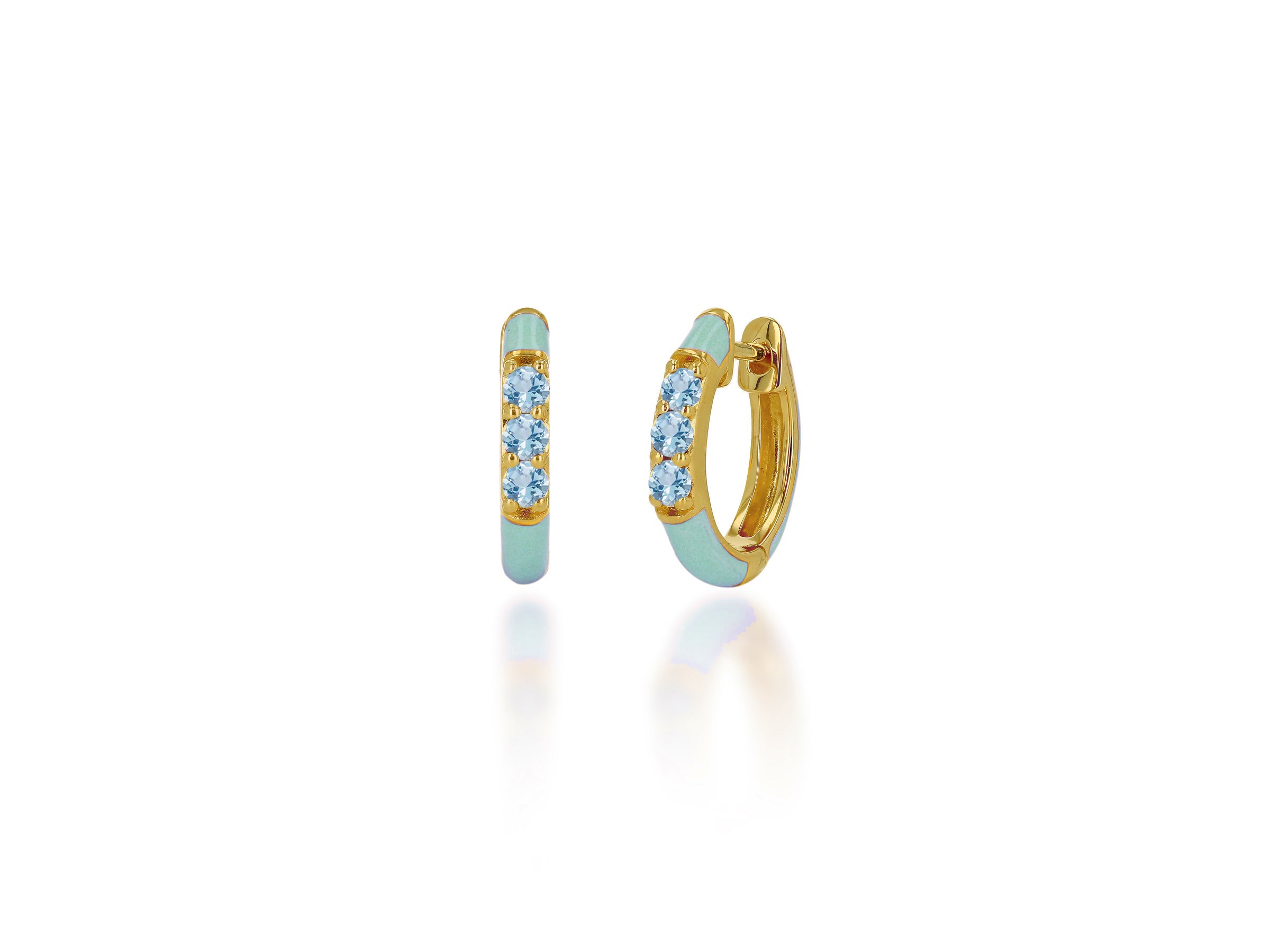 Aquamarine huggie earrings Clearance