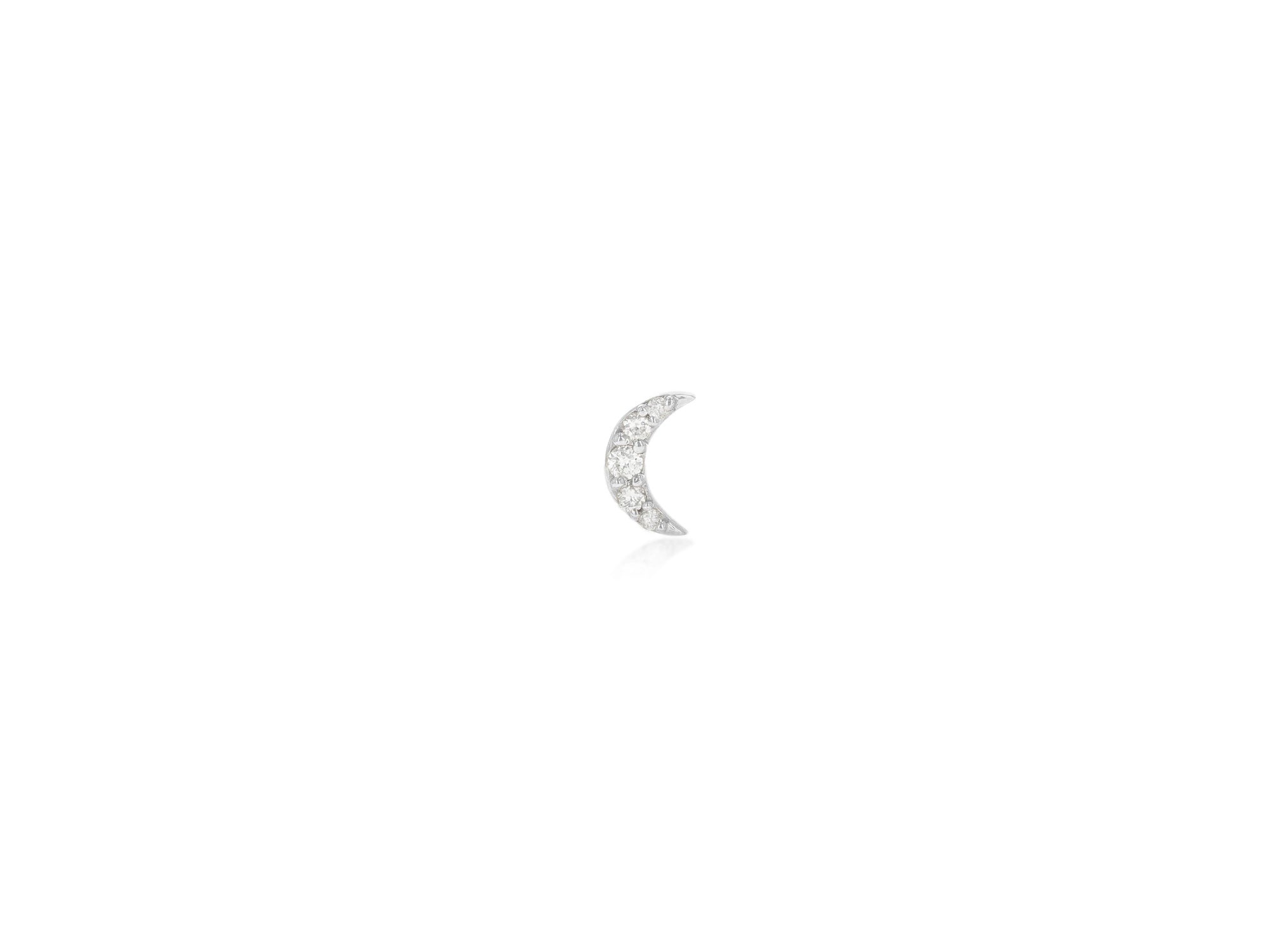 Single Diamond Pave Crescent Moon Stud Earring - Rachel Reid