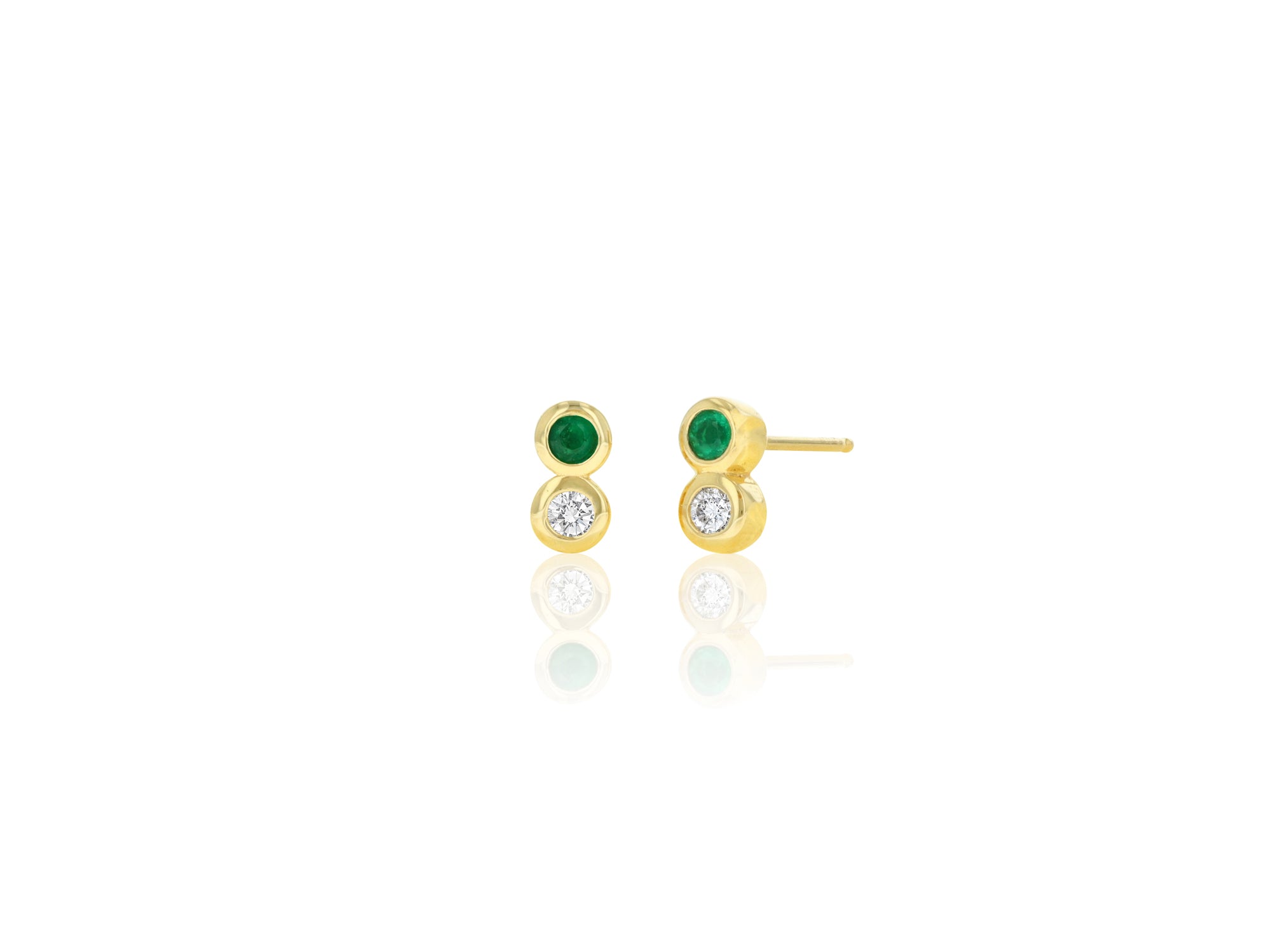 Emerald and Diamond Duo Stud Earrings - Rachel Reid