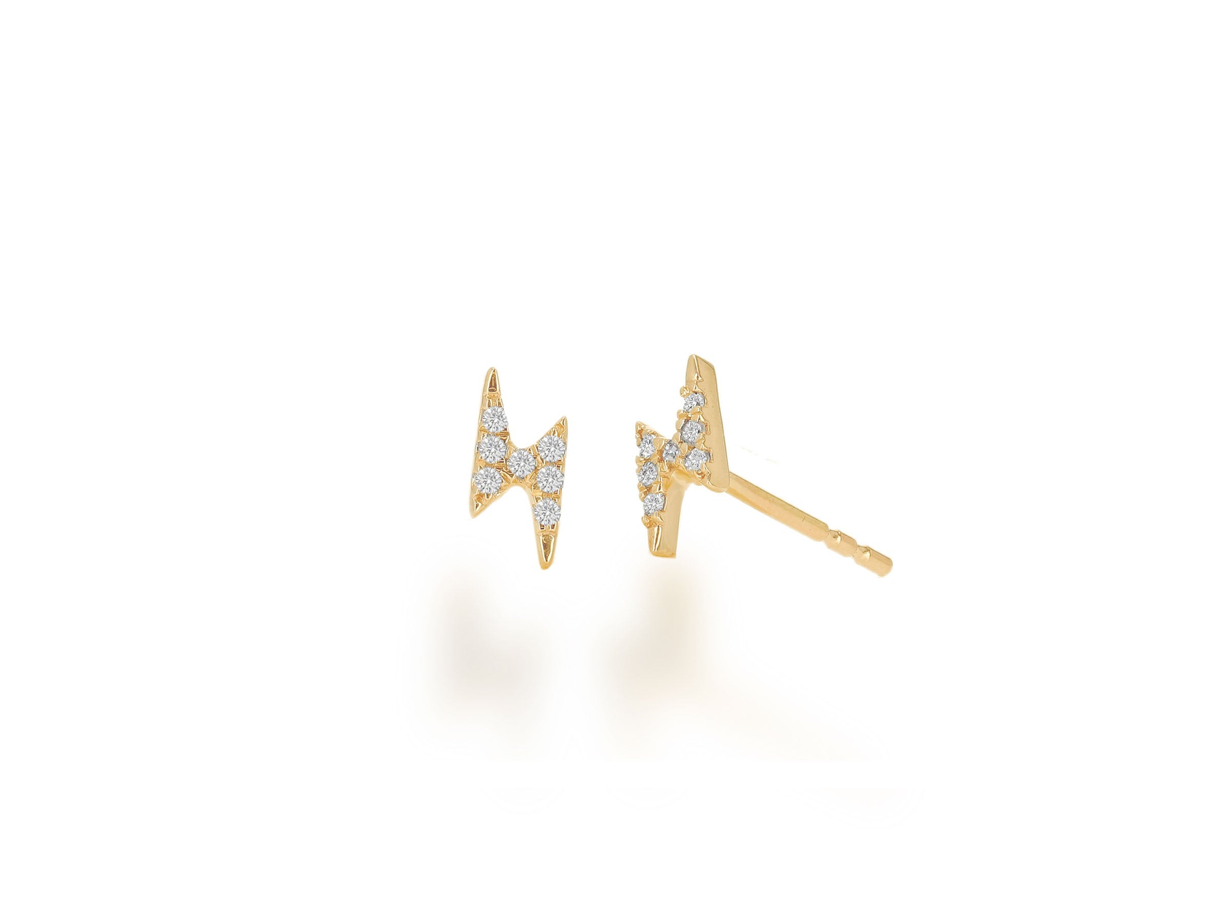 Mini Diamond Lightning Bolt Stud Earrings