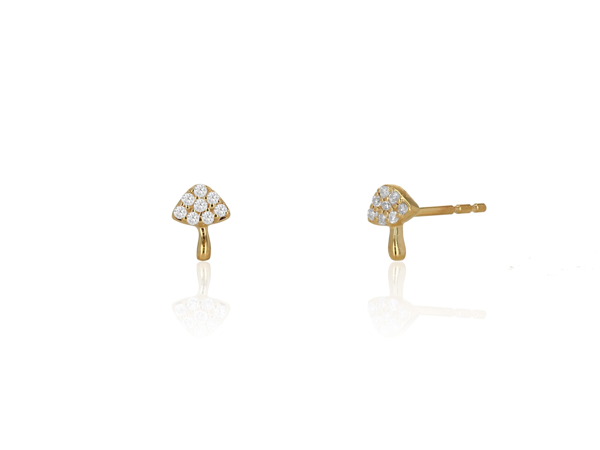 Mini Diamond Mushroom Earrings