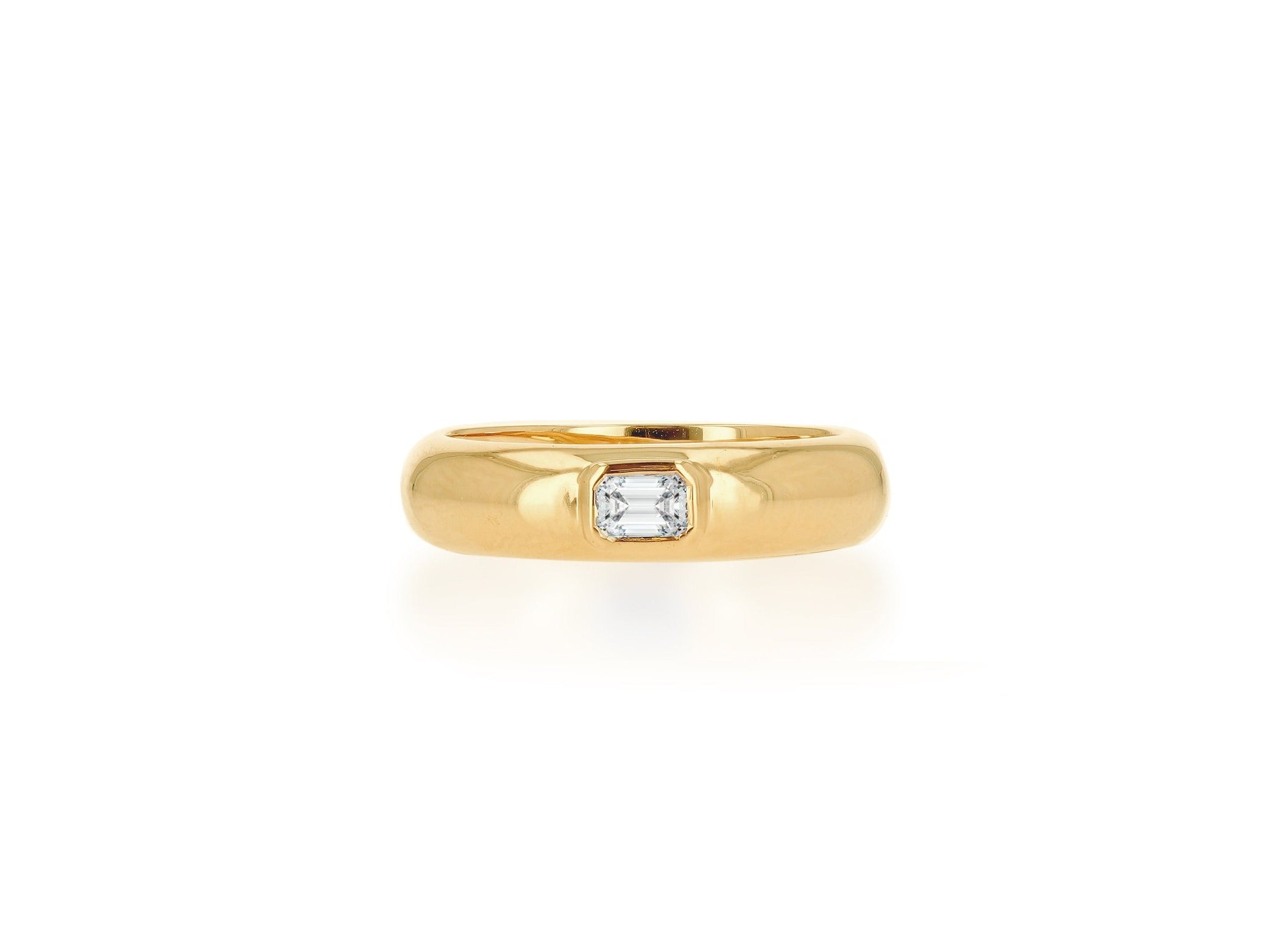 Emerald Cut Diamond Domed Band Ring