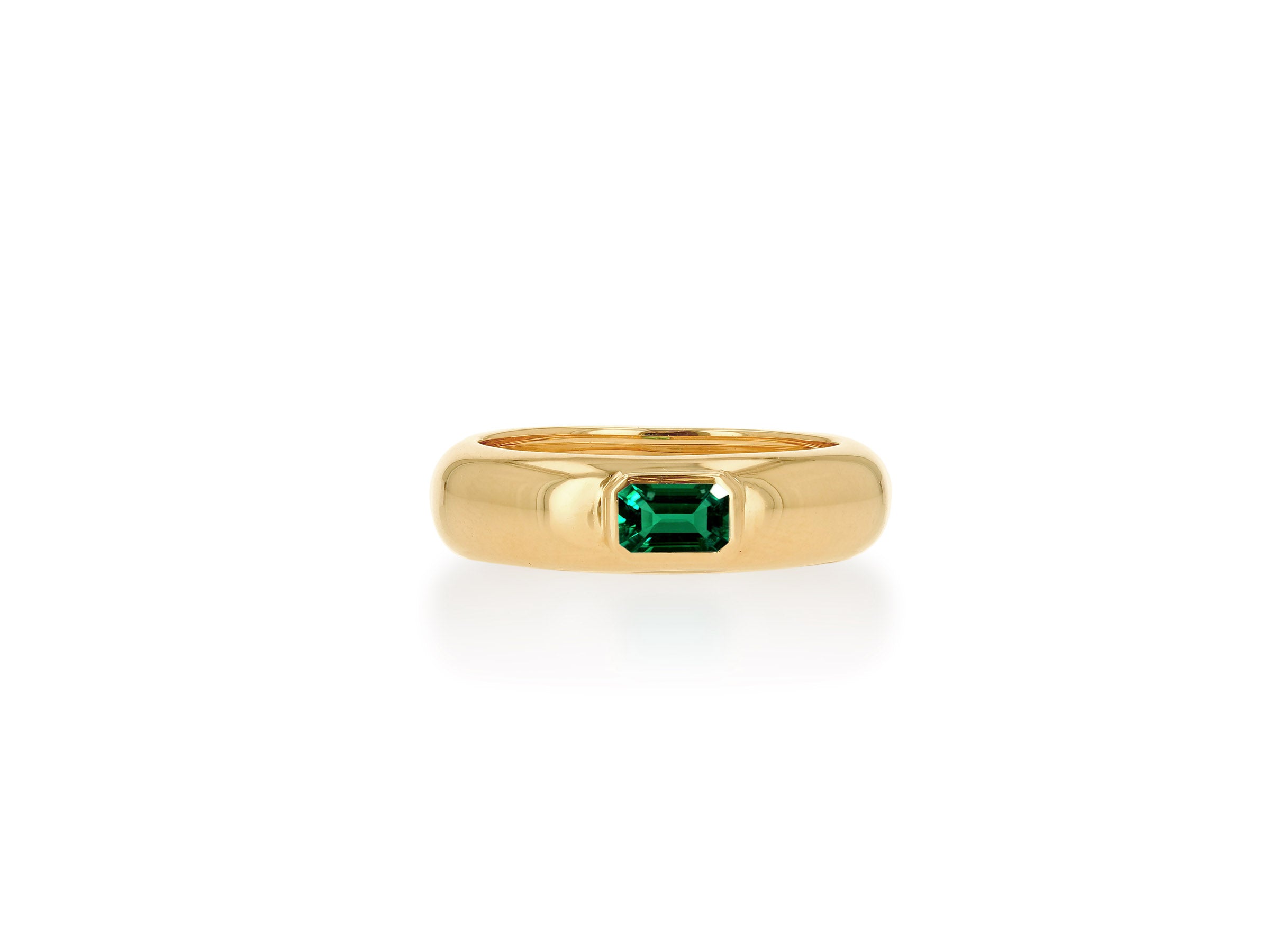 Emerald Domed Band Ring