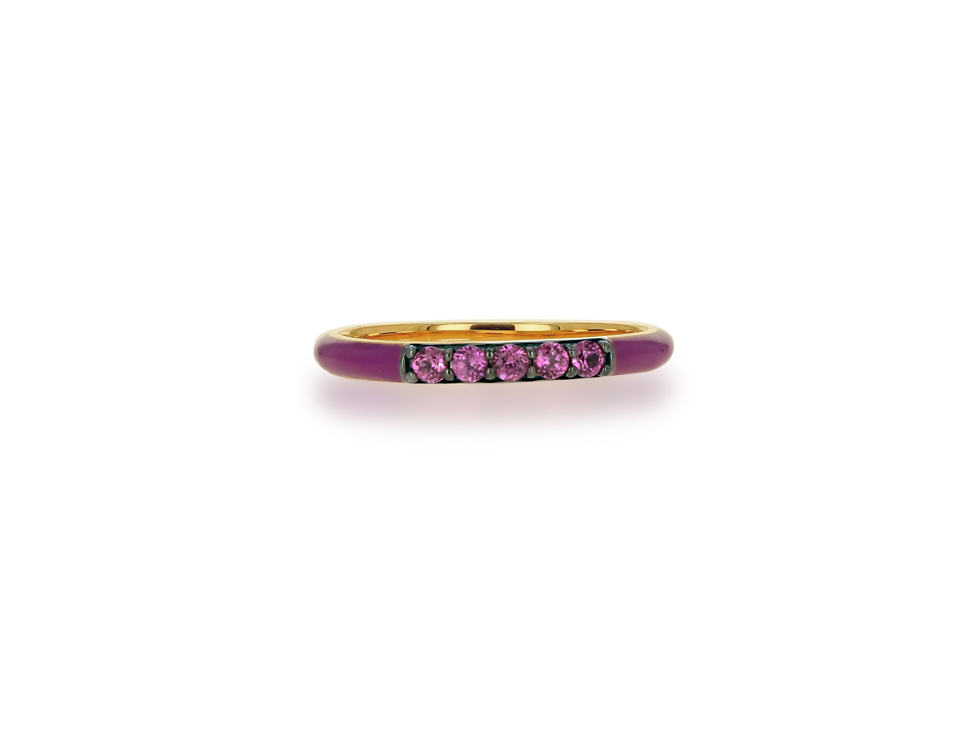 Purple Enamel and Rhodalite Band Ring