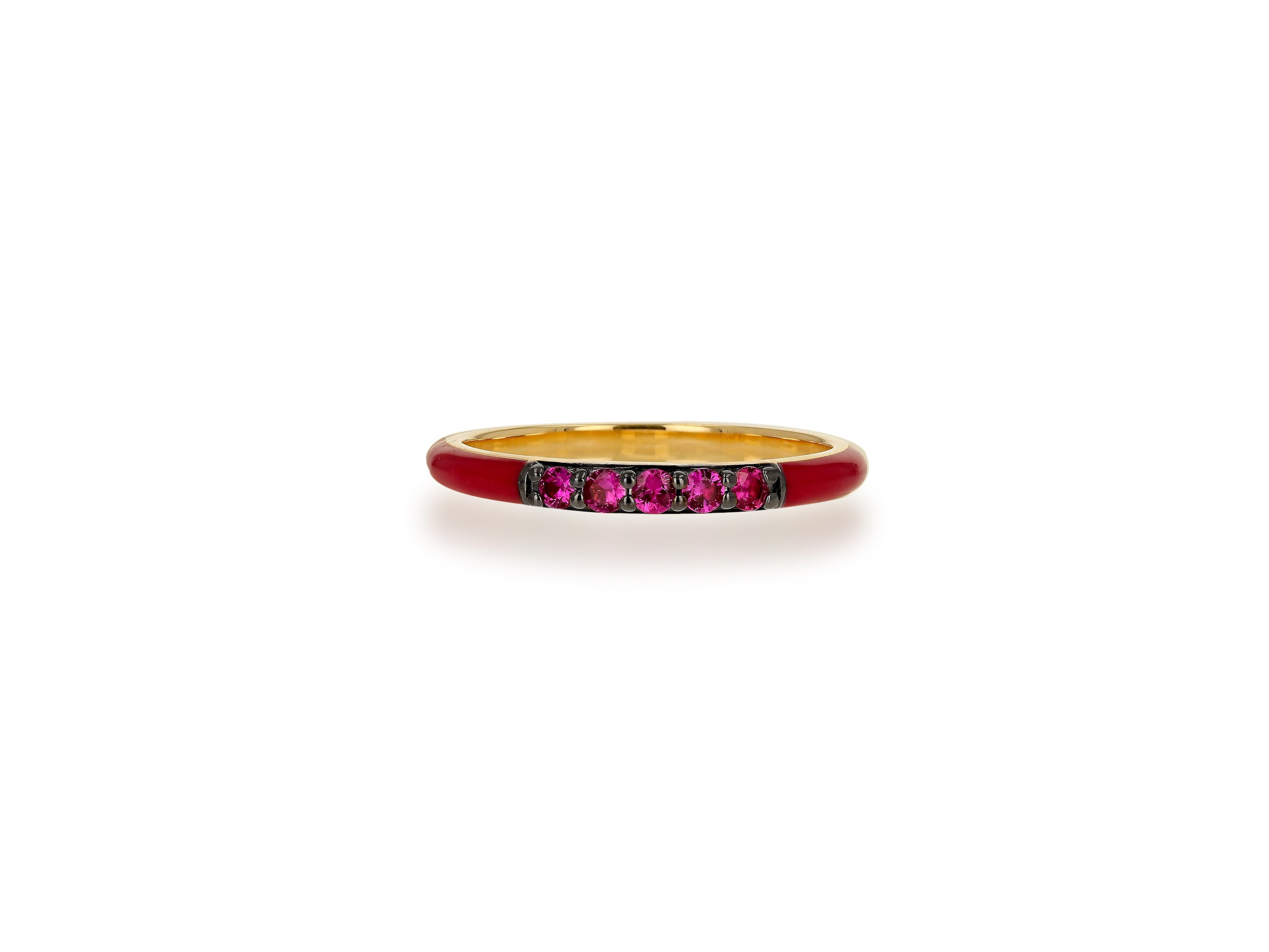 Berry Enamel and Ruby Band Ring