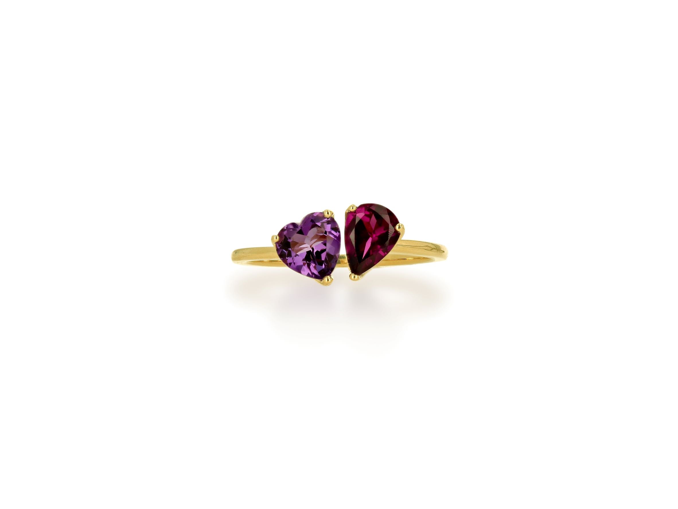 Amethyst and Rhodalite Moi and Toi Ring