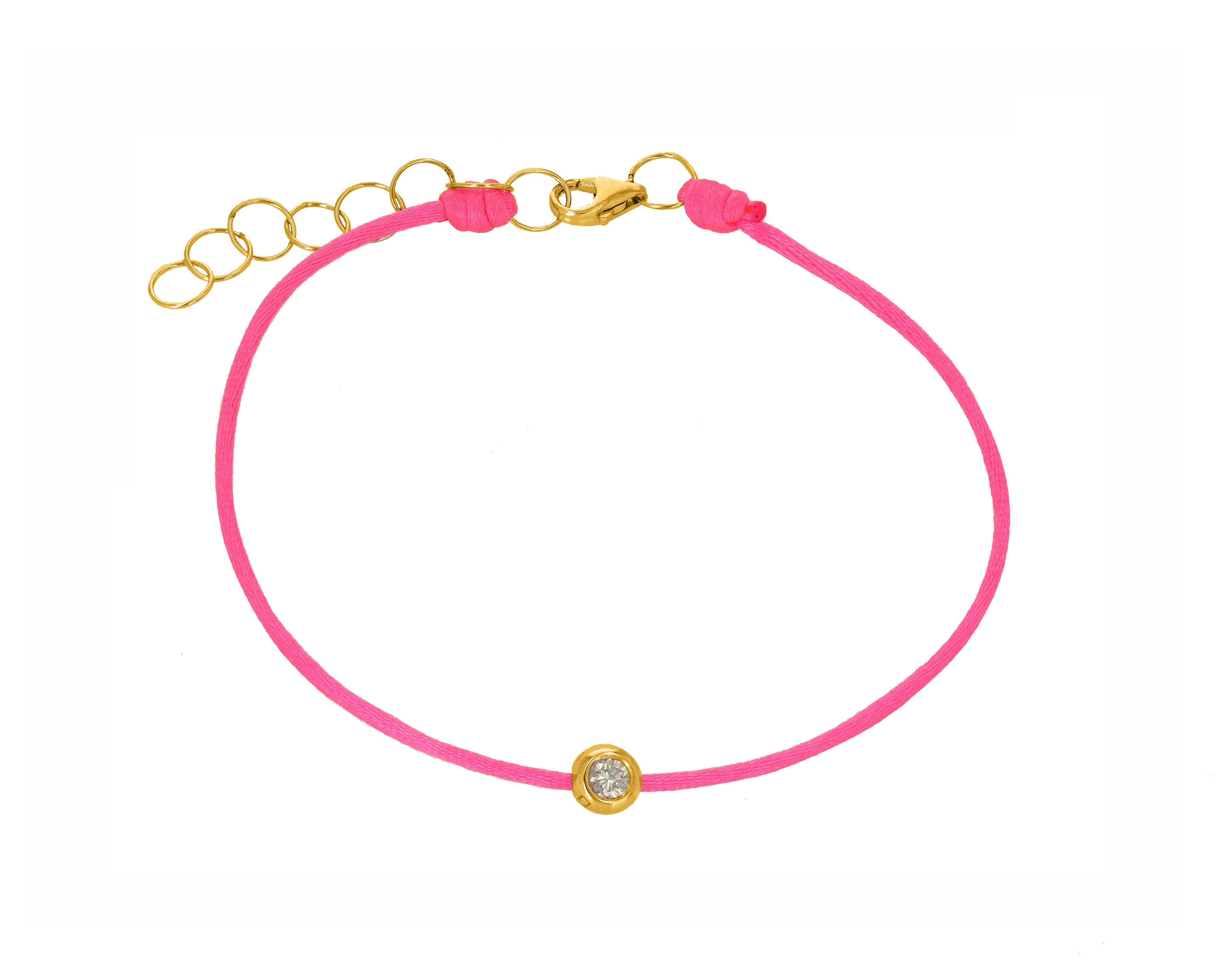 Diamond and Hot Pink String Bracelet - Rachel Reid