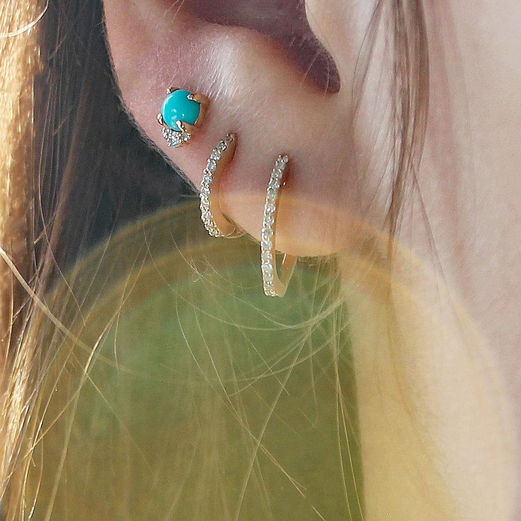 Turquoise and Diamond Cluster Earrings - Rachel Reid