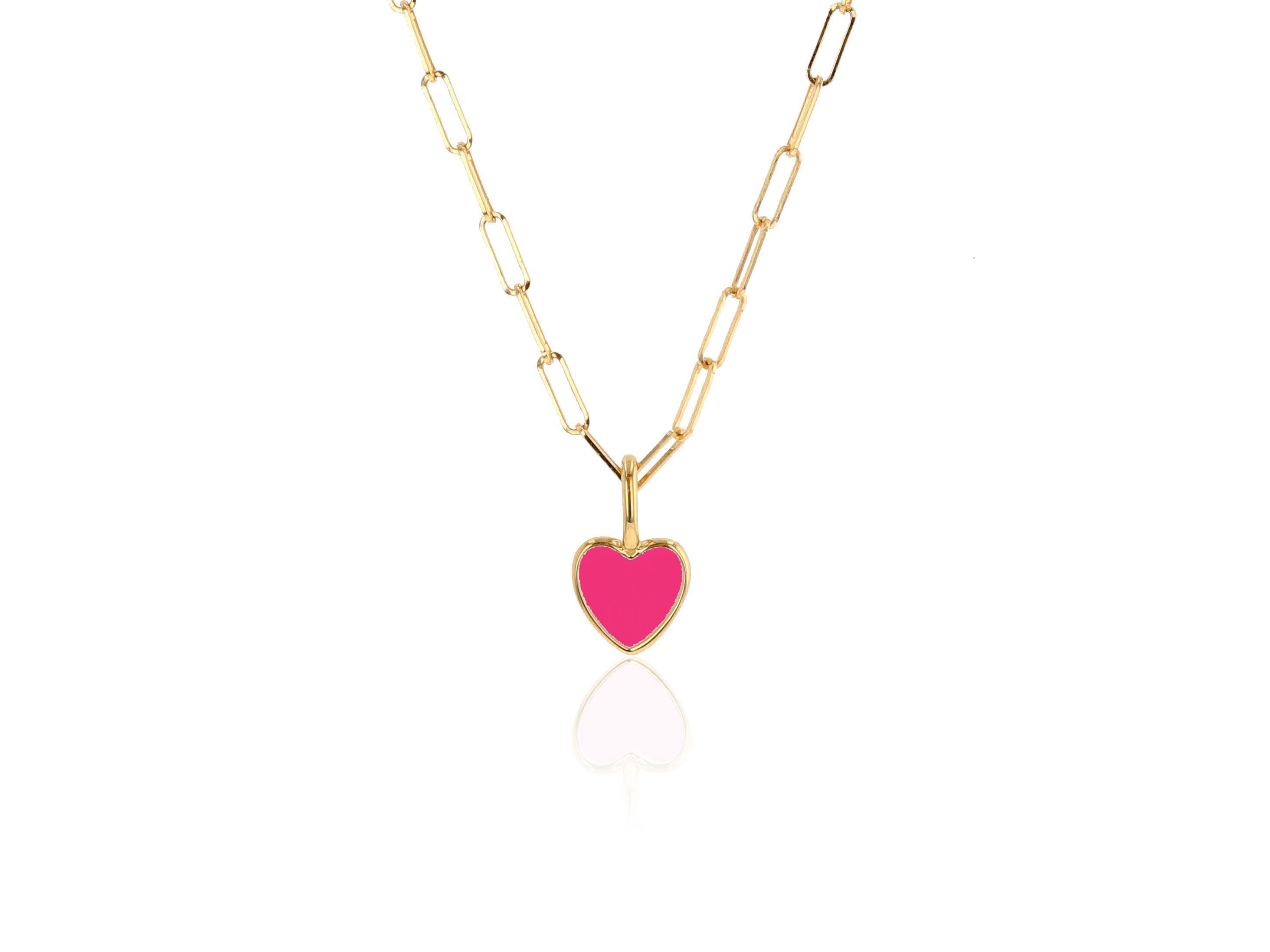 Rachel Reid Mini Hot Pink Enamel Heart Chain Bracelet